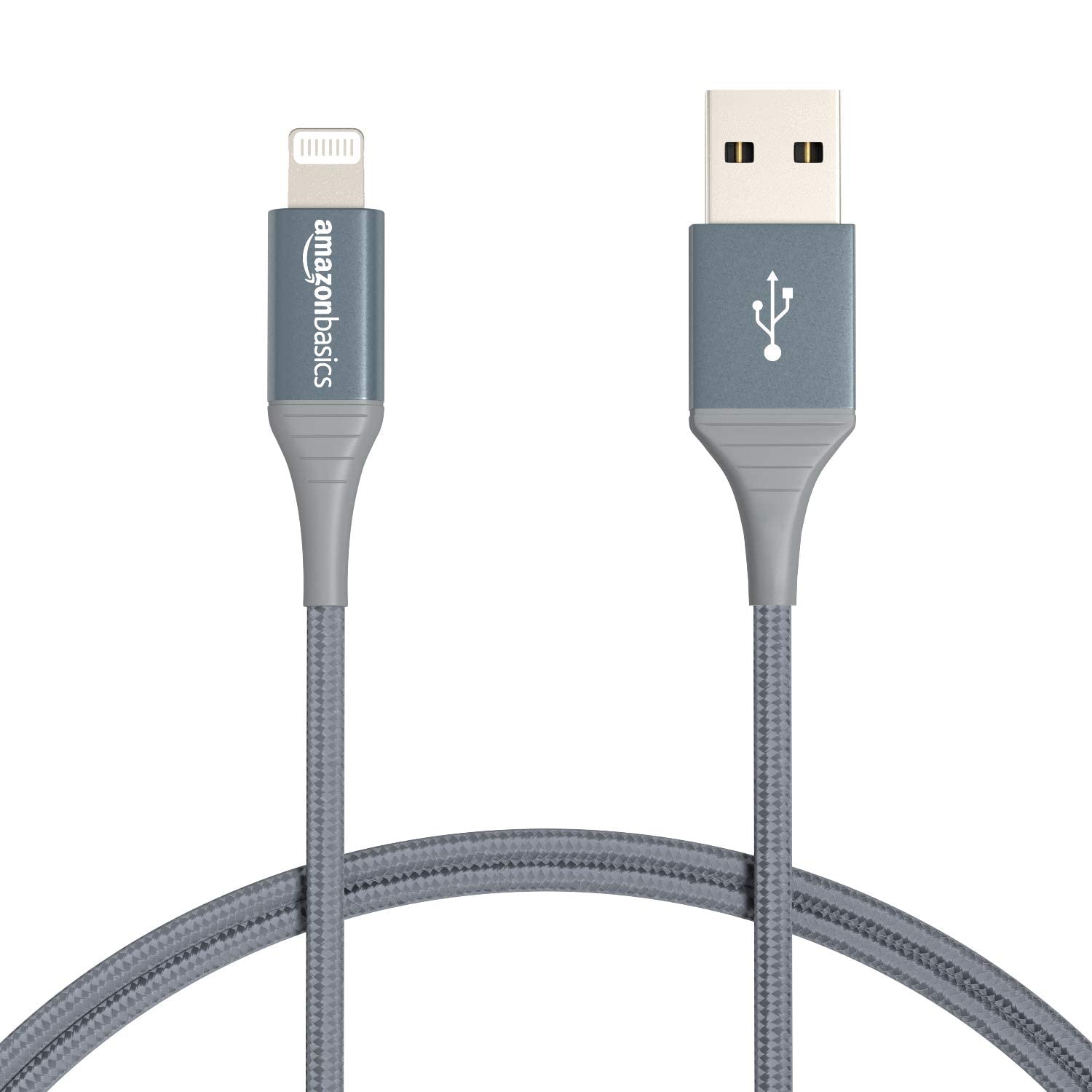 Amazon Basics USB-A to Lightning Charger Cable, Nylon Braided Cord, MFi Certified for Apple iPhone 14 13 12 11 X Xs Pro, Pro Max, Plus, iPad, 10,000 Bend Lifespan, 6 Foot, Dark Gray