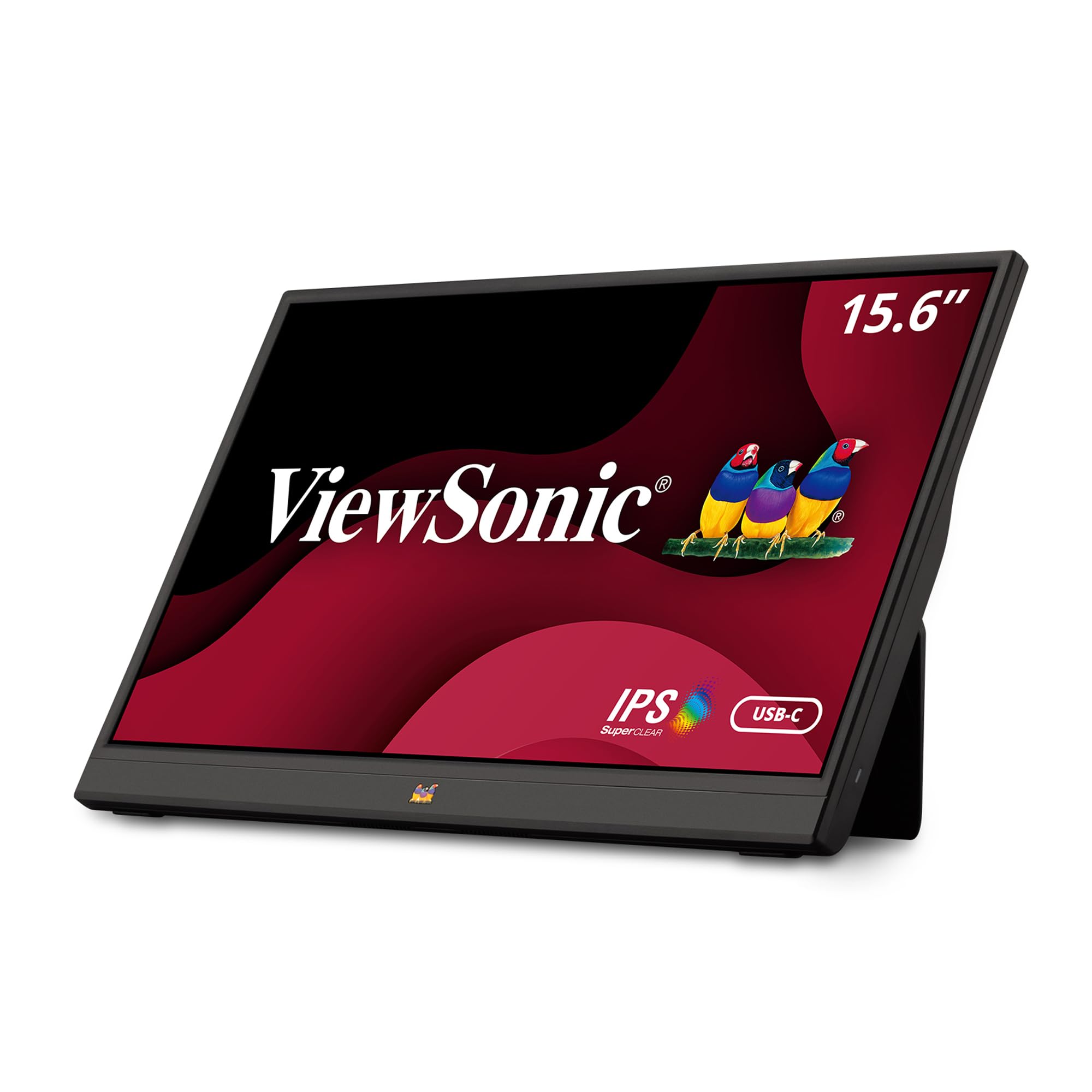 ViewSonic VA1655 15.6 Inch 1080p FHD IPS Portable Monitor with Built-in Stand, 60W USB C, Mini HDMI, Protective Case and Speakers for PC, Mac, Gaming Consoles, Phones