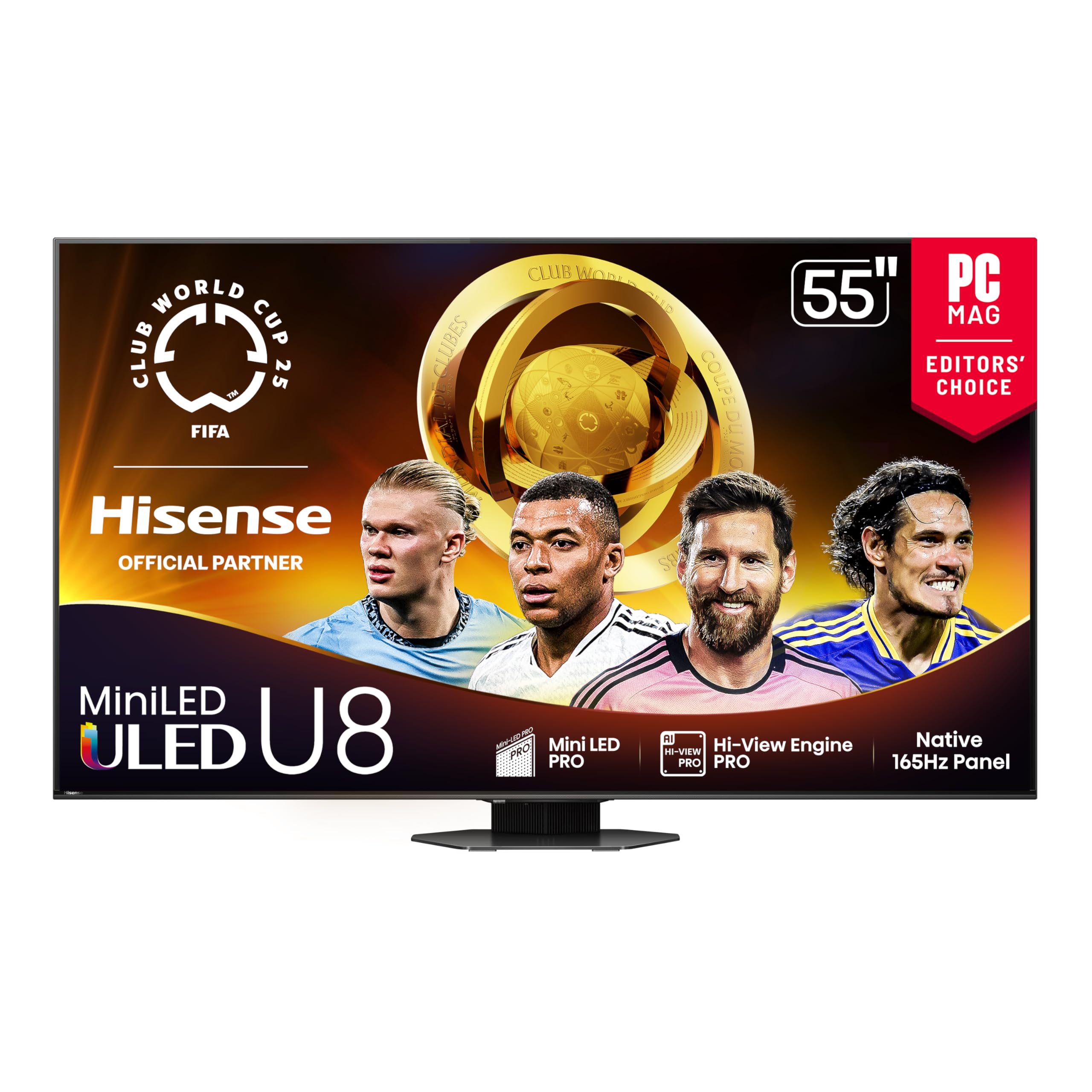 Hisense 55" Class U8 Mini-LED ULED 4K UHD Google Smart TV (55U8QG, 2025 Model) - QLED, Native 165Hz, VRR 288, Up to LD5600, 5000 Nits, HDR10+, Dolby Vision IQ · Atmos, IMAX Enhanced, 4.1.2 Ch Audio