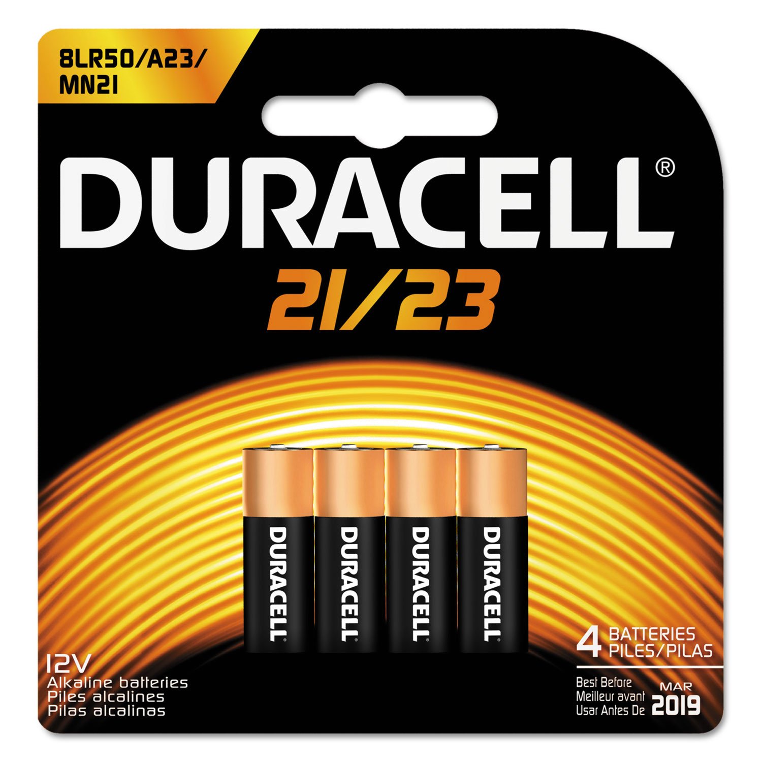 Duracell 21/23 12V Alkaline Battery, 4 Count Pack, 21/23 12 Volt Alkaline Battery, Long-Lasting for Key Fobs, Car Alarms, GPS Trackers, and More
