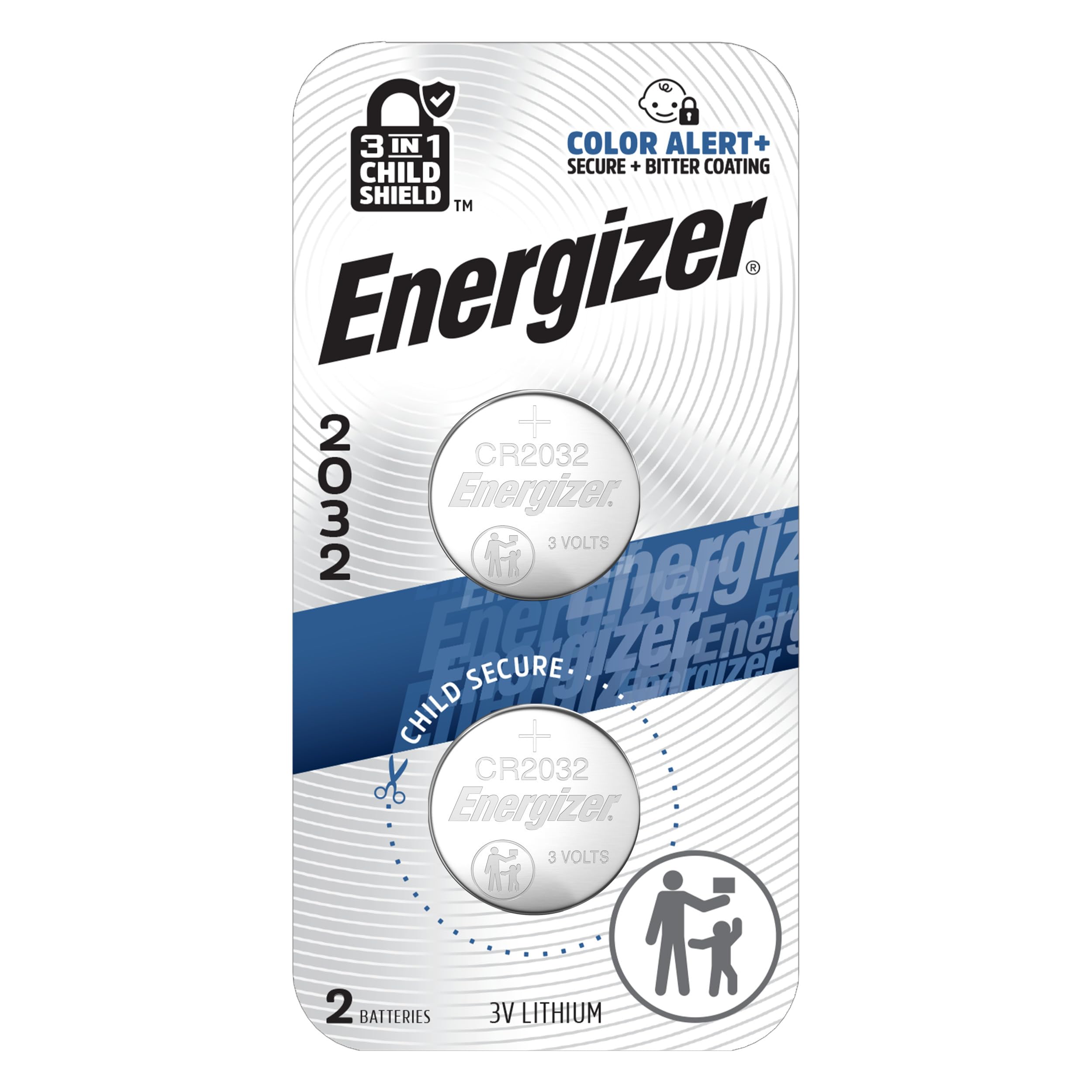 Energizer 2032 Batteries (2 Pack), 3V Lithium Coin Batteries