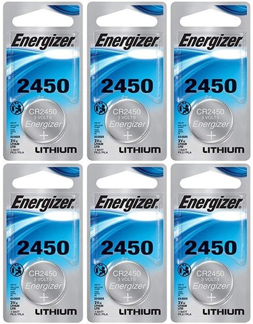 Energizer CR2450 Lithium Battery, 3v ECR2450, Qty 6