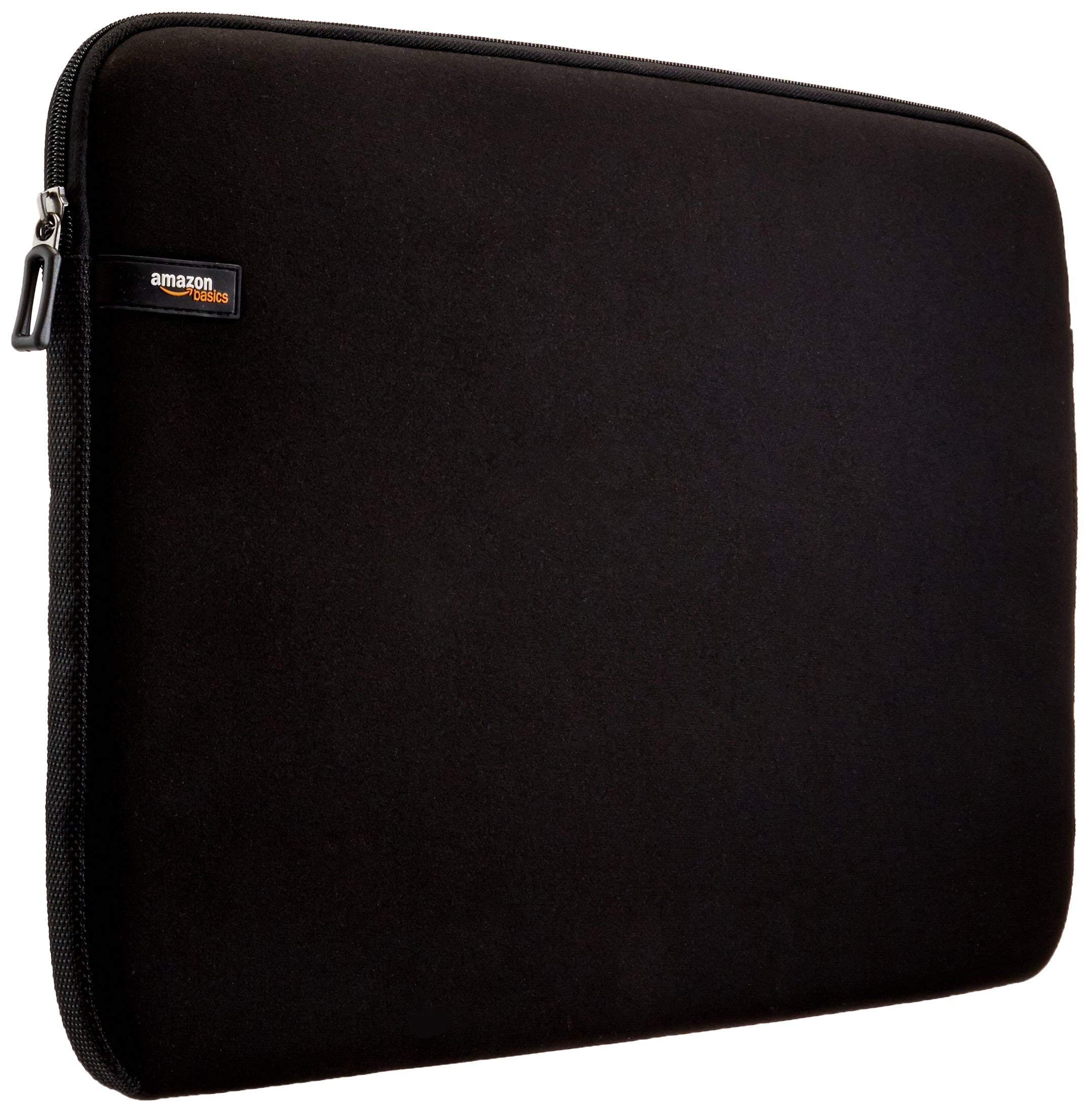 Amazon Basics 17.3-inch Laptop Sleeve, Protective Case with Zipper - Black