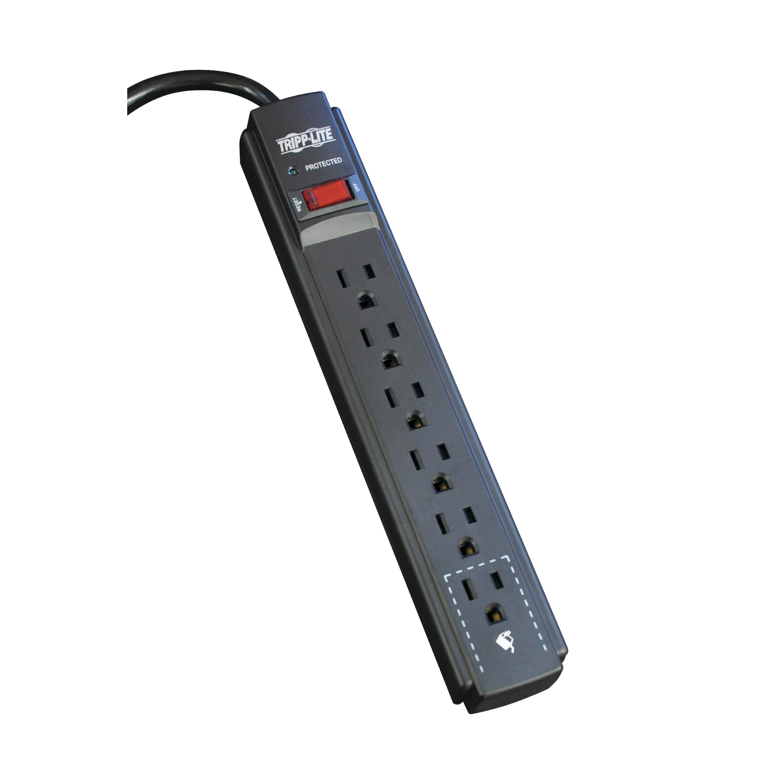 Tripp Lite 6 Outlet Surge Protector Power Strip, 6ft Cord, 900 Joules, Black