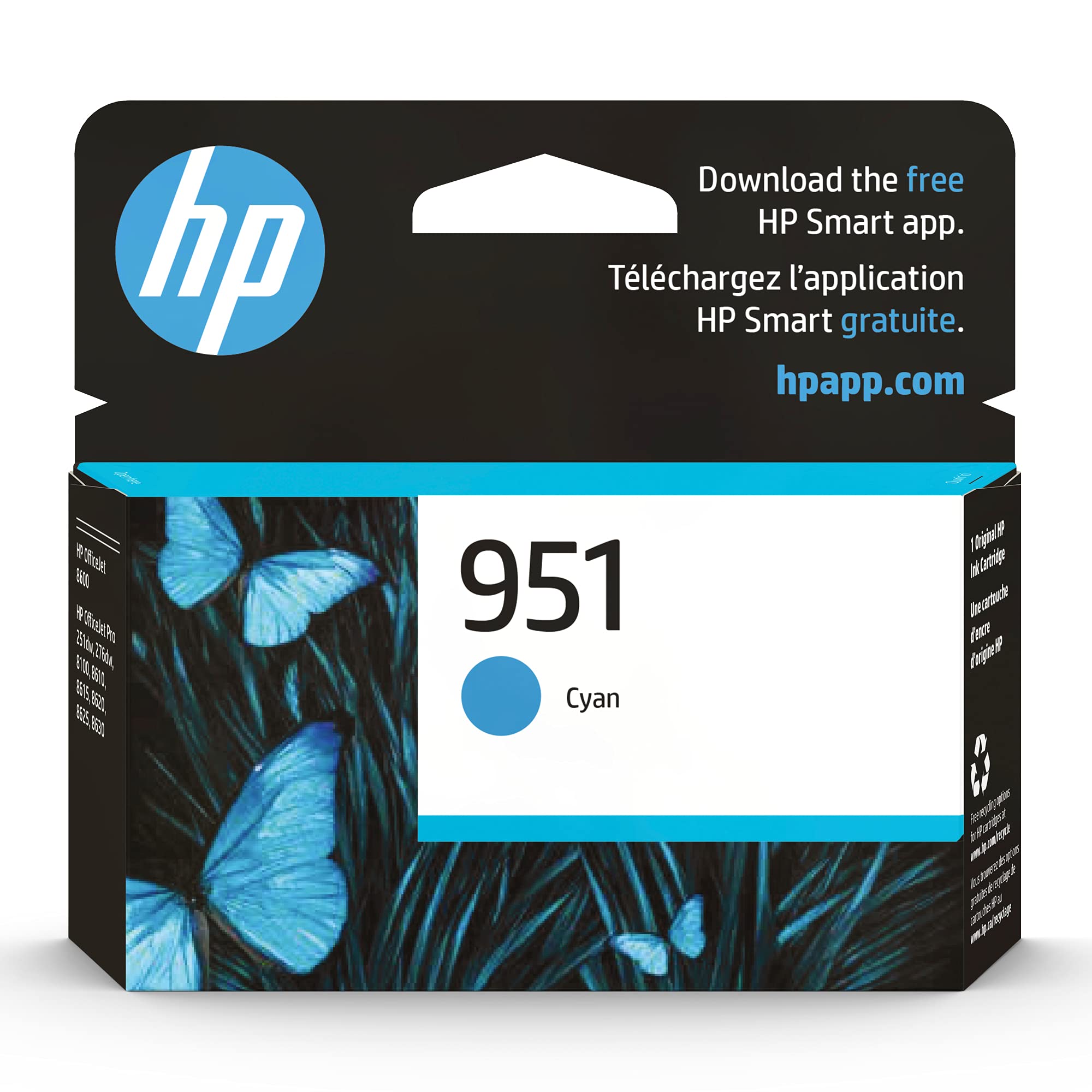 HP 951 Cyan Ink Cartridge for HP Printers | Works with Printer Series: OfficeJet 8600, Pro 251dw, 276dw, 8100, 8610, 8620, 8630 | Eligible for Instant Ink | CN050AN