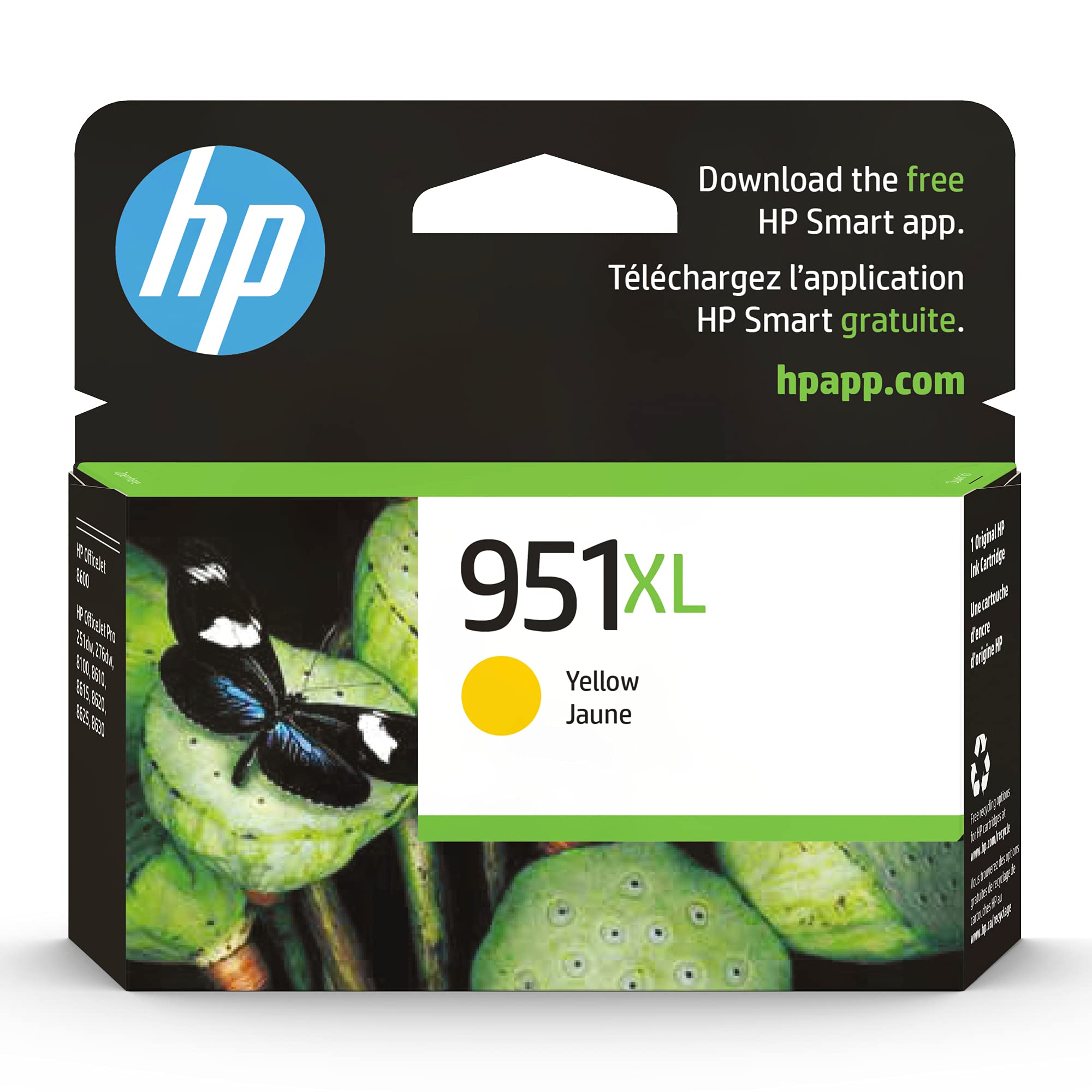 HP 951XL Yellow High-yield Ink Cartridge for HP Printers | Works with Printer Series: OfficeJet 8600, Pro 251dw, 276dw, 8100, 8610, 8620, 8630 | Eligible for Instant Ink | CN048AN