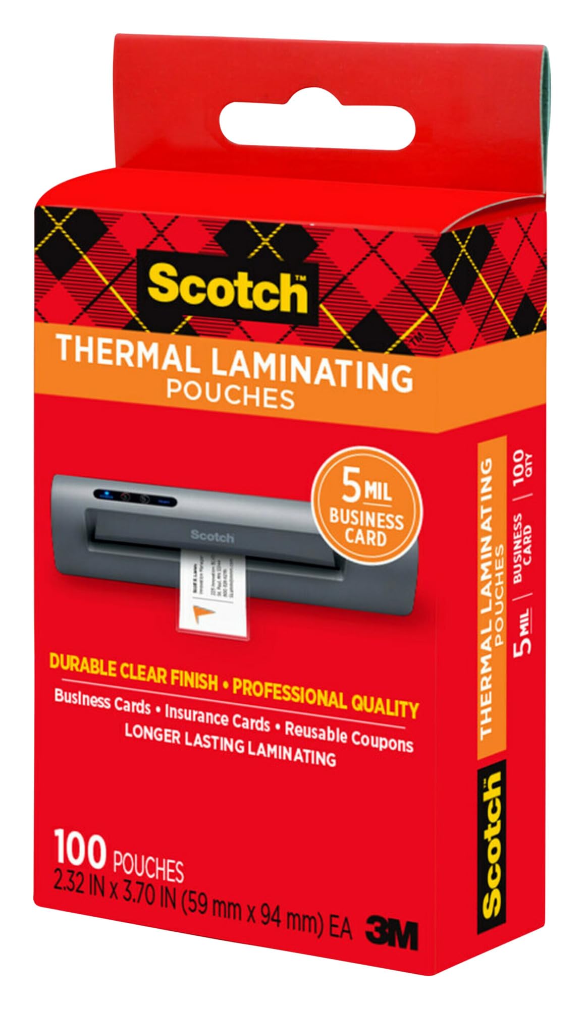 Scotch Thermal Laminating Pouches, 5 Mil Thick for Extra Protection, 2.32 x 3.70-Inches, Business Card Size, 100-Pack (TP5851-100)