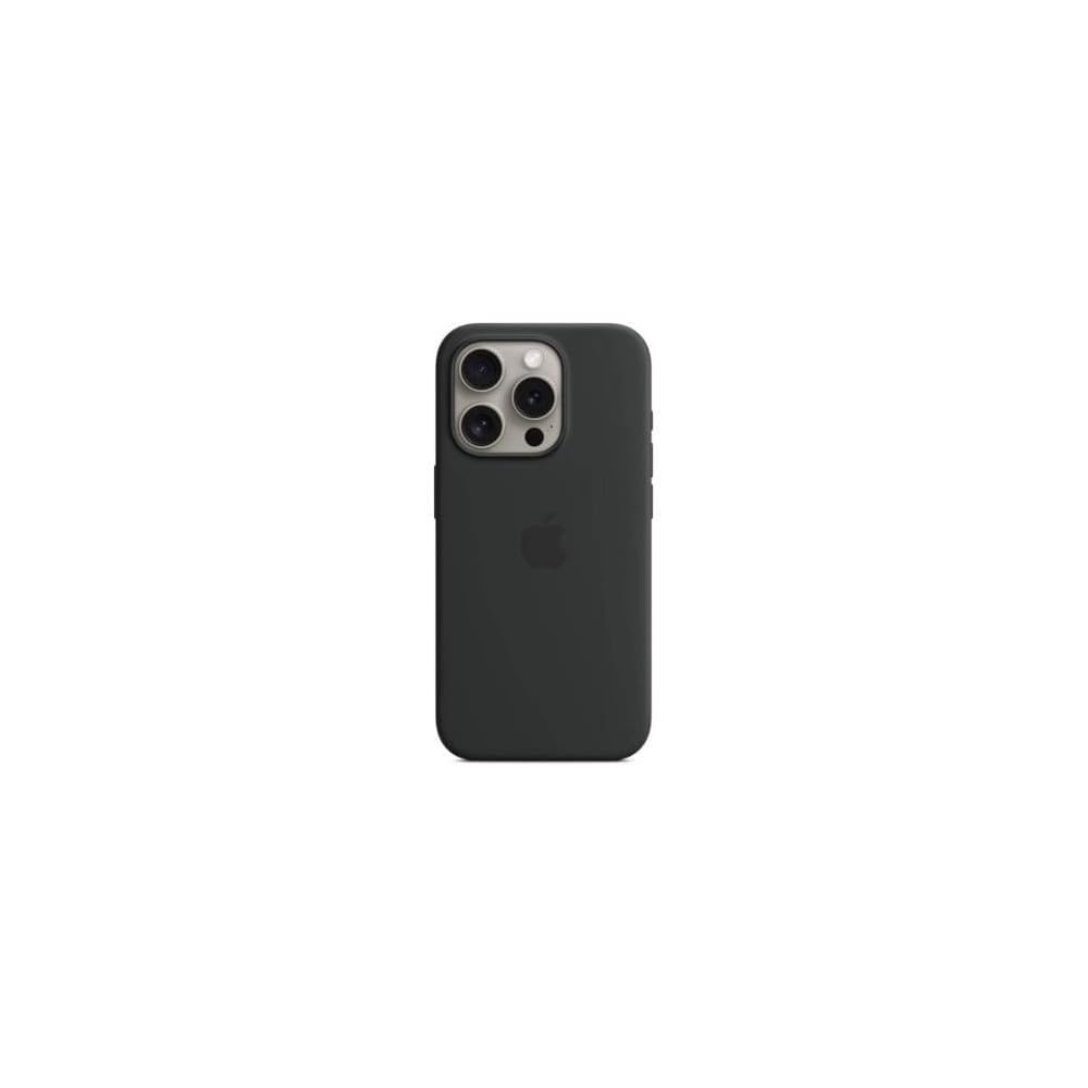 Apple iPhone 15 Pro Max Silicone Case with MagSafe: Lightweight Phone Case, Wireless Charging Compatible, Smooth Matte Finish; Black