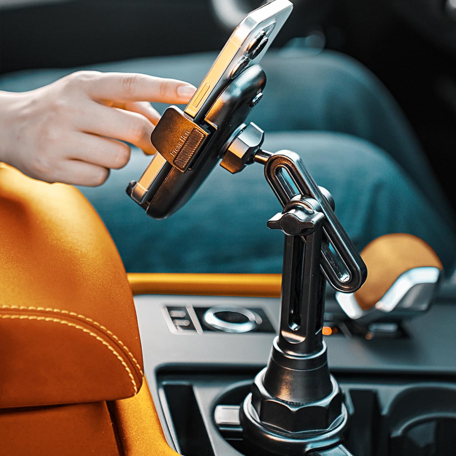 LISEN Upgraded Version Cup Phone Holder for Car 360° Adjustable Long Neck Car Phone Mount Cradle Friendly Golf Cart Phone Holder, Truck Jeep Accessories for iPhone Samsung Google and All 4-17'' Phone