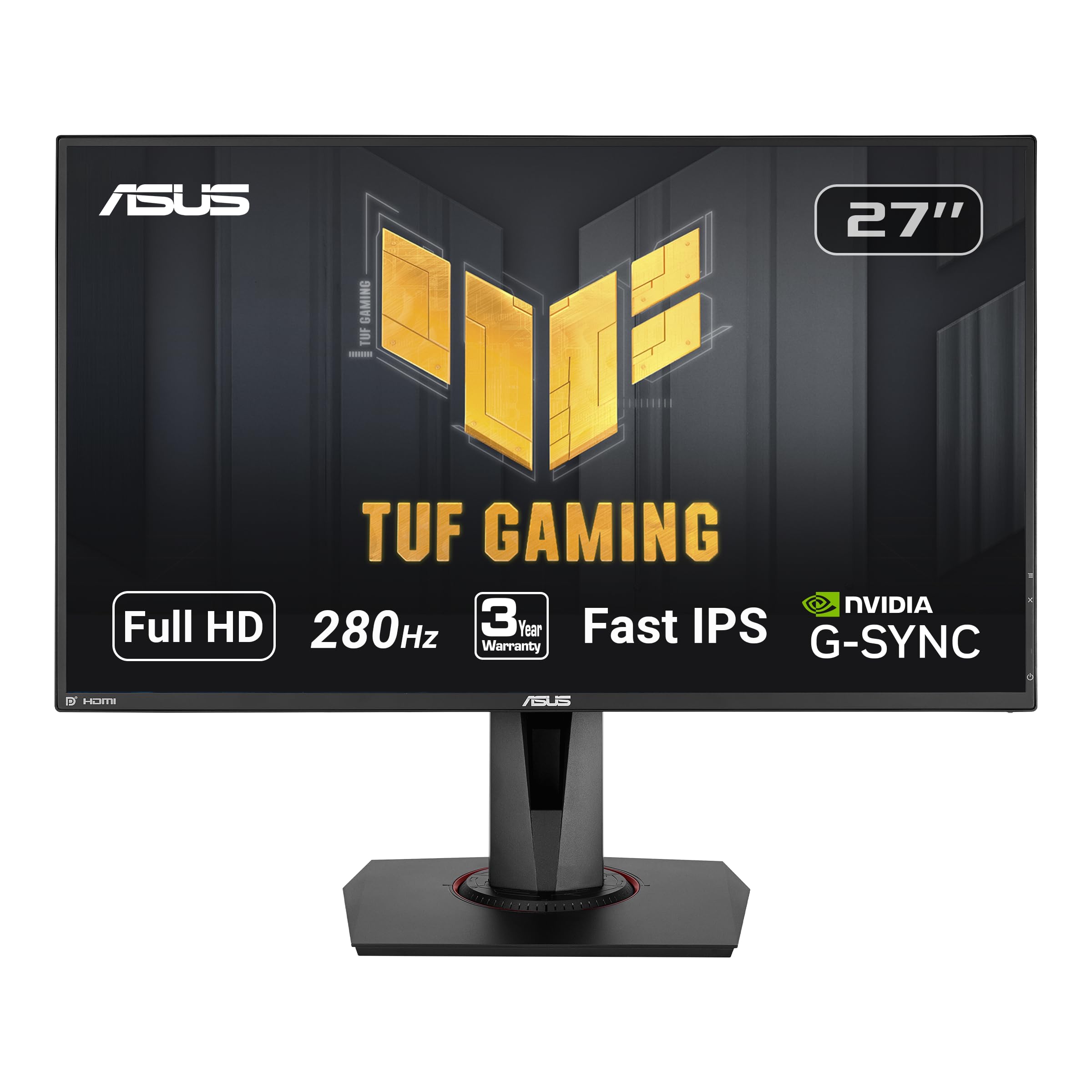 ASUS TUF Gaming VG279QM 27” HDR Monitor, 1080P Full HD (1920 x 1080), Fast IPS, 280Hz, G-SYNC Compatible, Extreme Low Motion Blur Sync (ELMB SYNC), 1ms, DisplayHDR 400,, BLACK