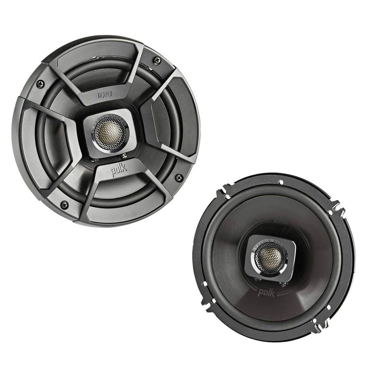 Polk Audio DB652 DB+ Series 6.5" Coaxial Speaker for Car & Marine, 2-Way Boat & Car Audio Speaker, 40-22kHz Frequency Response, Polypropylene Woofer Cone & 3/4" Silk Dome Tweeter, Black