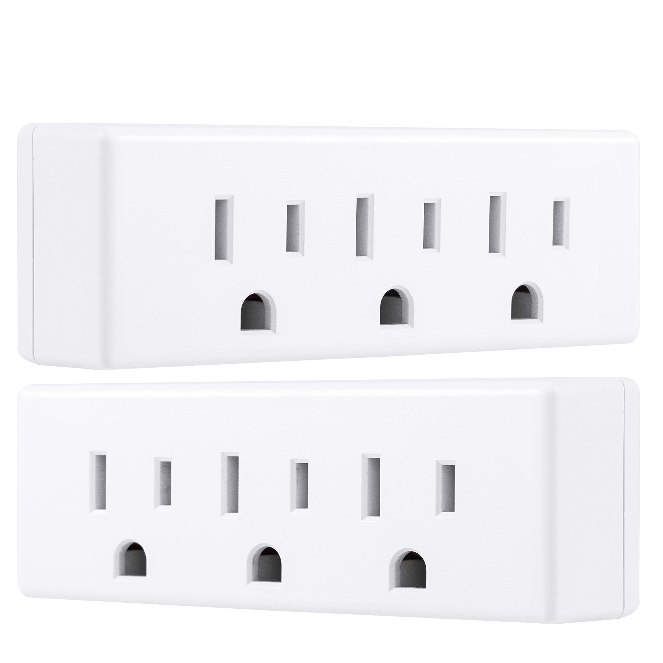 Philips 3-Outlet Extender, 2 Pack, Grounded Wall Tap, 3-Prong Adapter, Multiple Plug, Power Splitter, Cruise Essentials, Use for Home Office School Dorm, UL Listed, White, SPS1630W/37