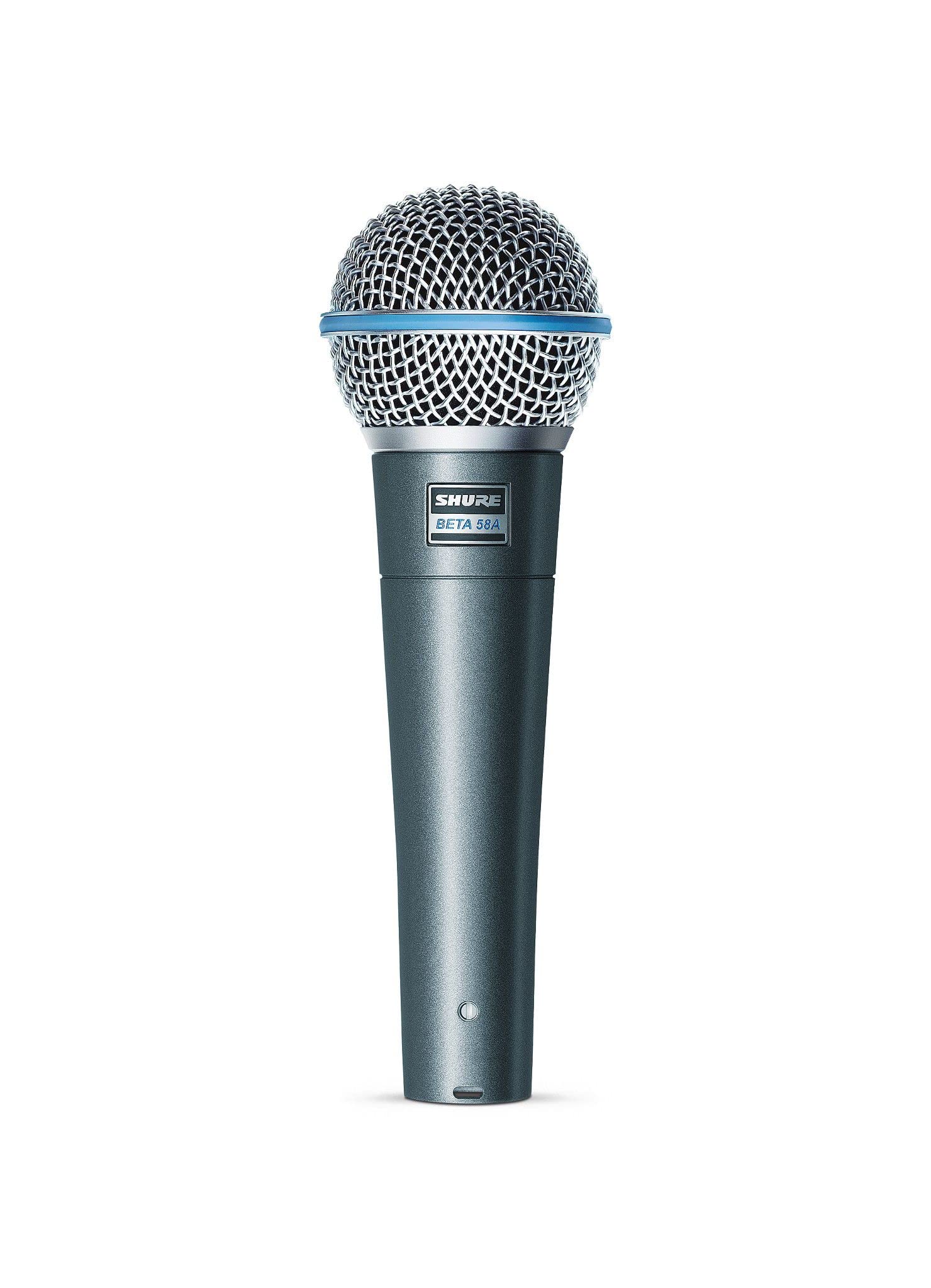 Shure BETA 58A Vocal Microphone - Single Element Supercardioid Dynamic Mic for Stage and Studio, Includes A25D Adjustable Stand Adapter, 5/8” to 3/8” (Euro) Thread Adapter and Storage Bag