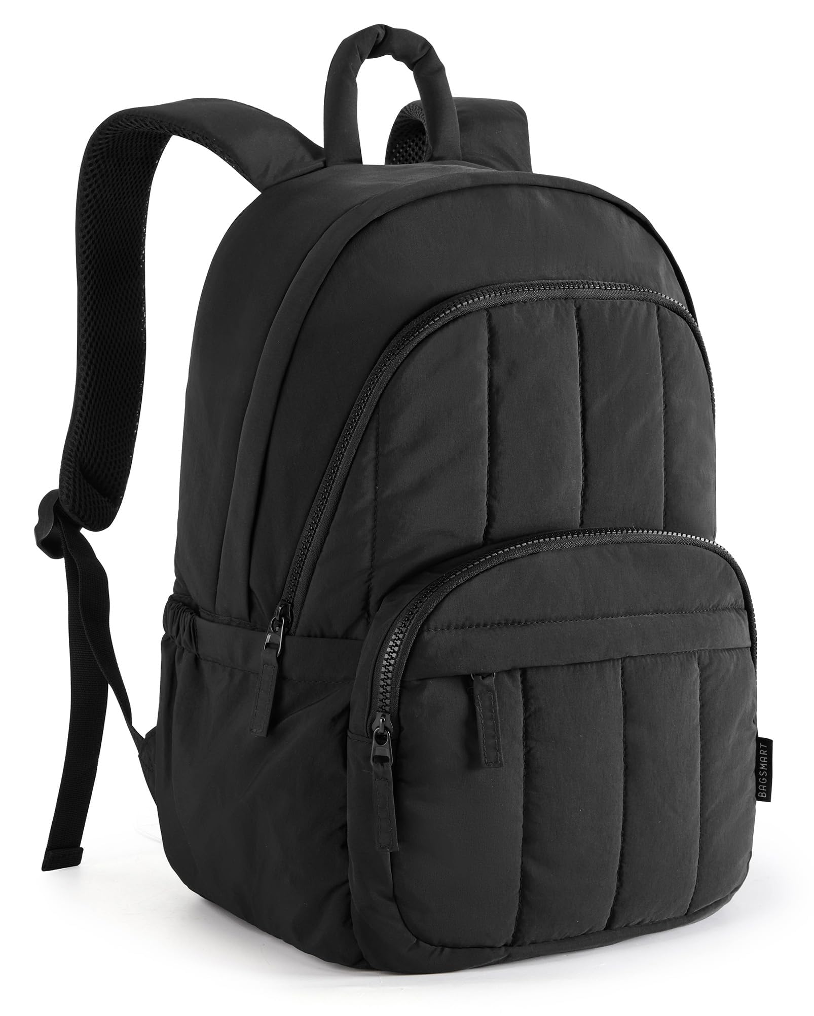BAGSMAT Womens Backpack Travel Laptop Backpack for Women, Quilted College Laptop Bookbag, Work Back Pack for Women, Cute Computer Water-Resistant Casual Daypack, Puffer Black