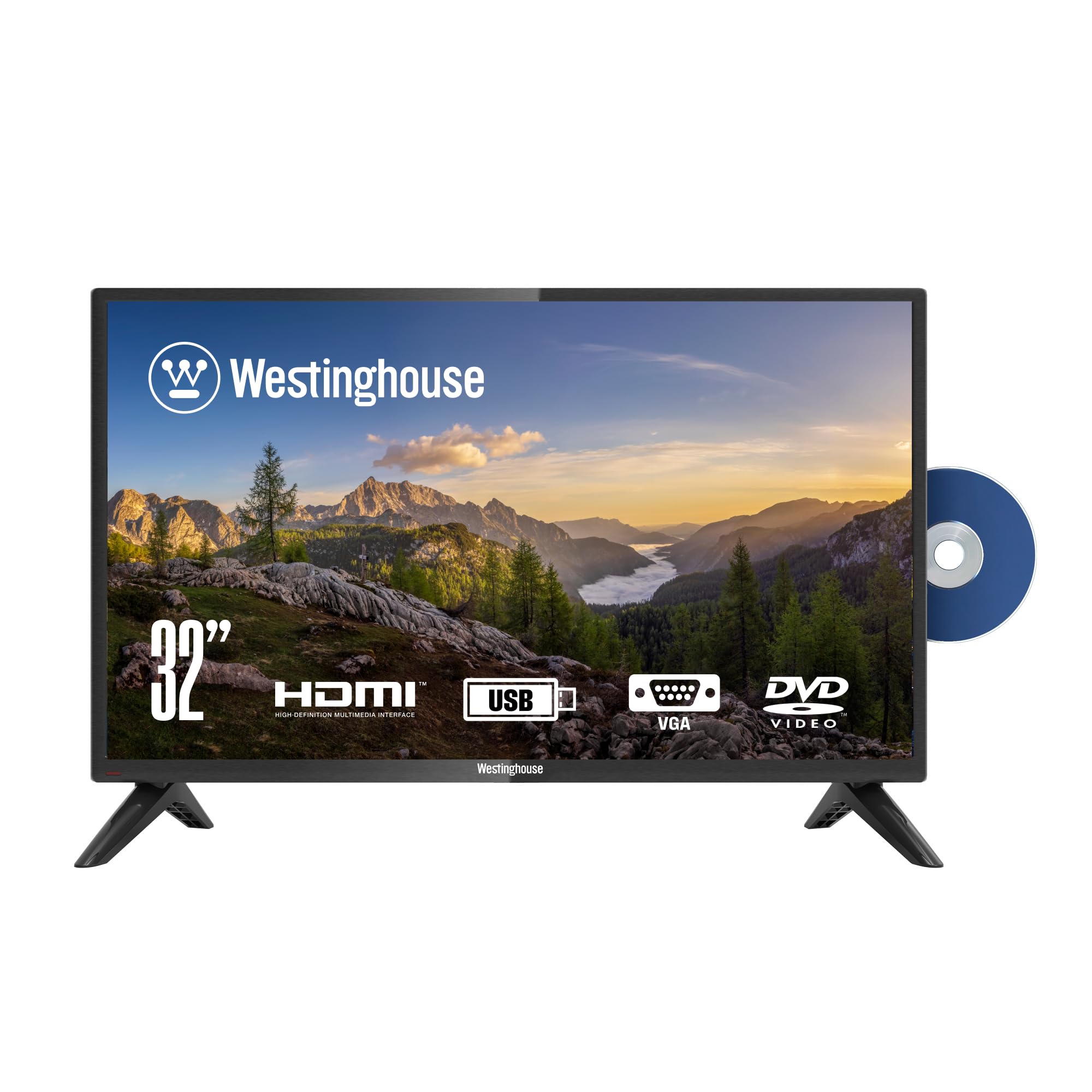 Westinghouse 32 Inch TV with DVD Player Built in, HD LED Small Flat Screen Non-Smart Television DVD Combo, Works with Fire Stick, Roku, Apple TV, TiVo, Xumo, and Streaming Devices