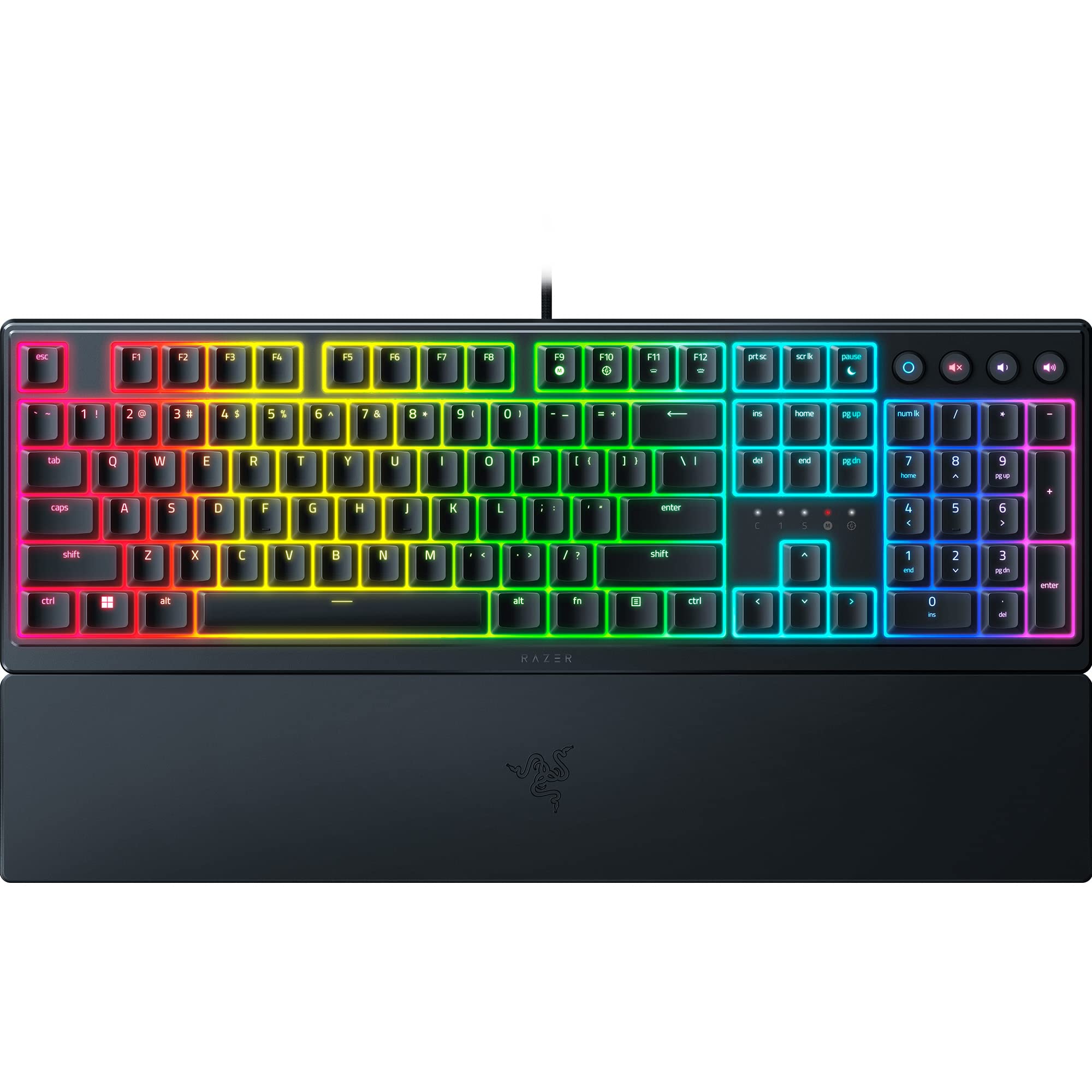 Razer Ornata V3 Gaming Keyboard: Low Profile Keys - Mecha Membrane Switches - UV Coated Keycaps - Backlit Media Keys - 10 Zone RGB Lighting - Spill Resistant - Magnetic Wrist Wrest - Snap Tap