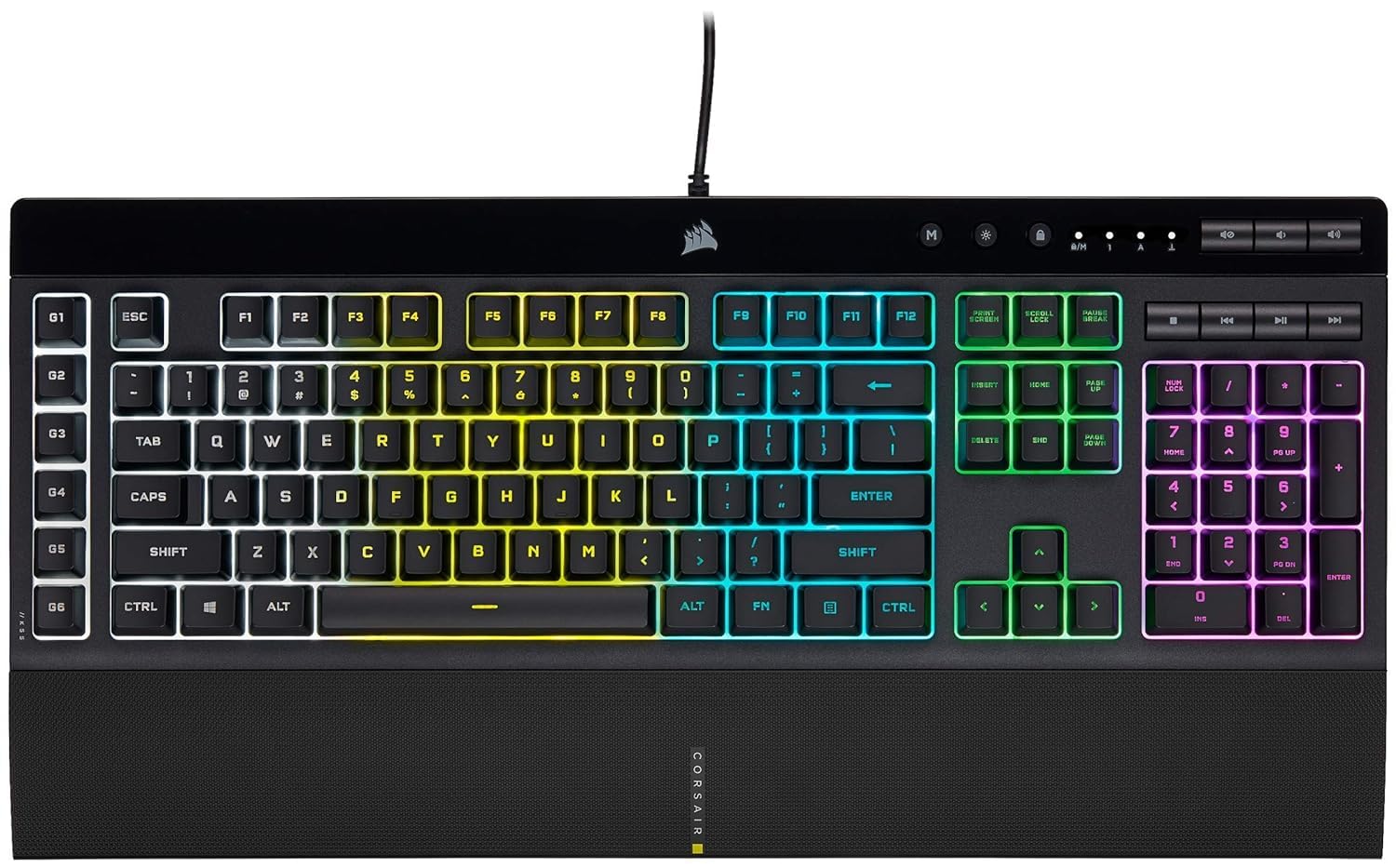 Corsair K55 RGB PRO Membrane Wired Gaming Keyboard – IP42 Dust and Spill-Resistant – 6 Macro Keys with Elgato Integration – iCUE Compatible – QWERTY NA – PC, Mac, Xbox – Black