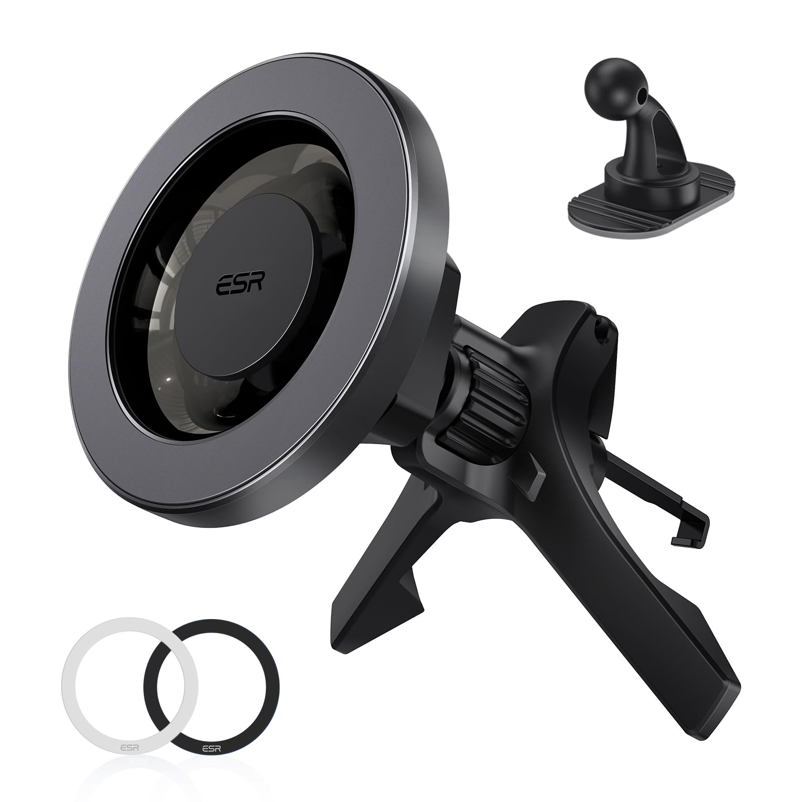 ESR for MagSafe Car Mount, Air Vent/Dashboard Magnetic Phone Holder for Car,Car Phone Holder Mount for iPhone 16/16e/15/14/13/12/Samsung, All Smartphones(2 Metal Rings included),Charging Not Supported