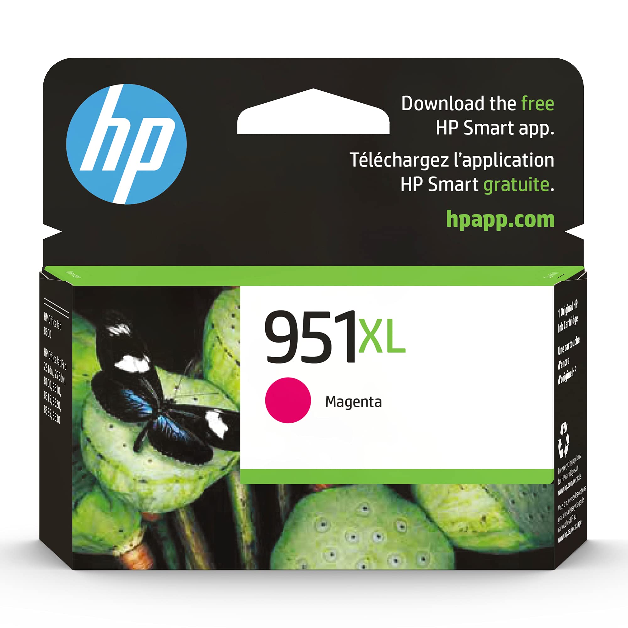 HP 951XL Magenta High-yield Ink Cartridge for HP Printers | Works with Printer Series: OfficeJet 8600, Pro 251dw, 276dw, 8100, 8610, 8620, 8630 | Eligible for Instant Ink | CN047AN
