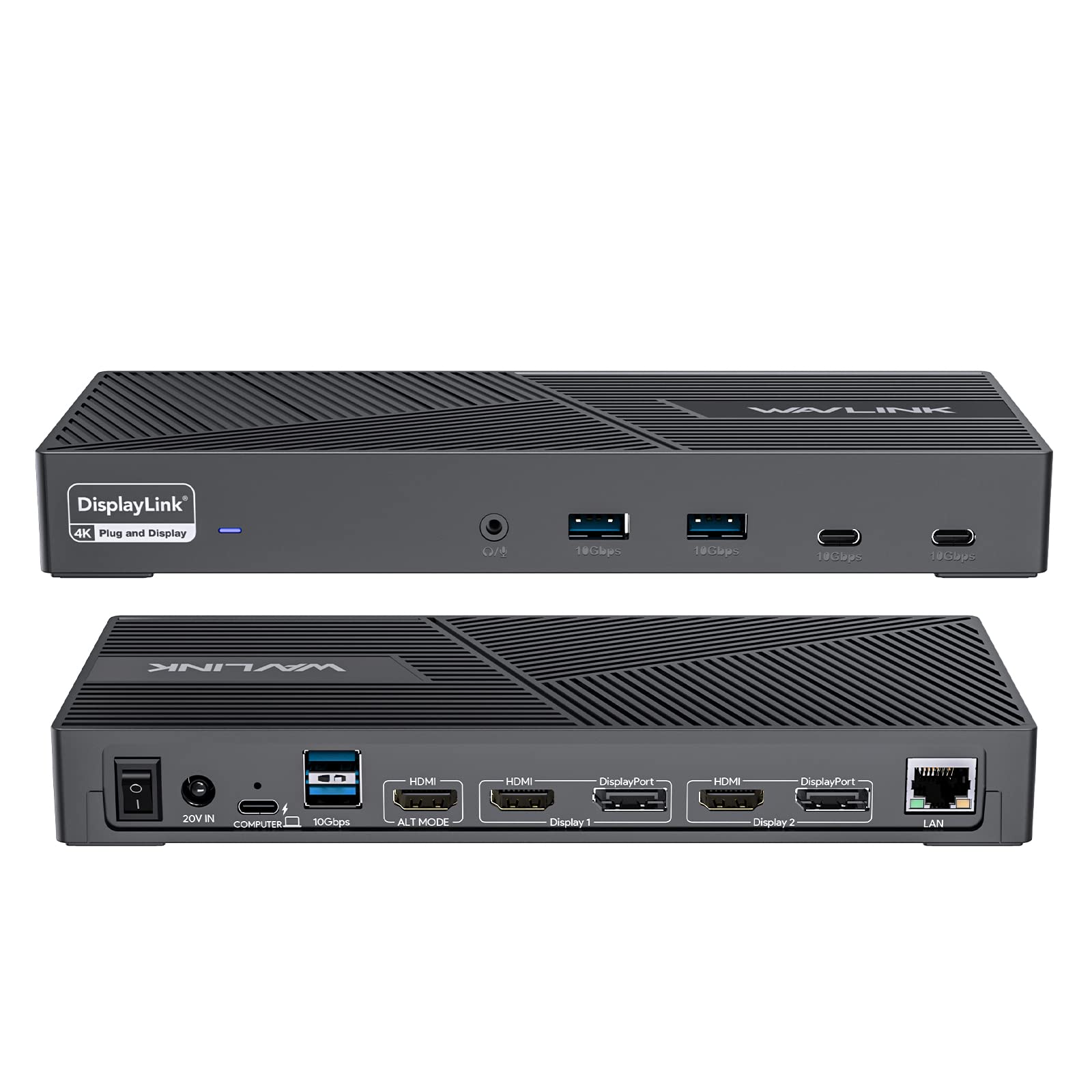 WAVLINK DisplayLink Docking Station Triple Monitor 4K@60Hz for 3 Monitors, 100W Charging for Thunderbolt 4/3, USB C M1 M2 M3 M4 Mac/Windows/Chrome - 3 HDMI, 2 DP, 6 USB Ports, 160W Power, LAN, Audio