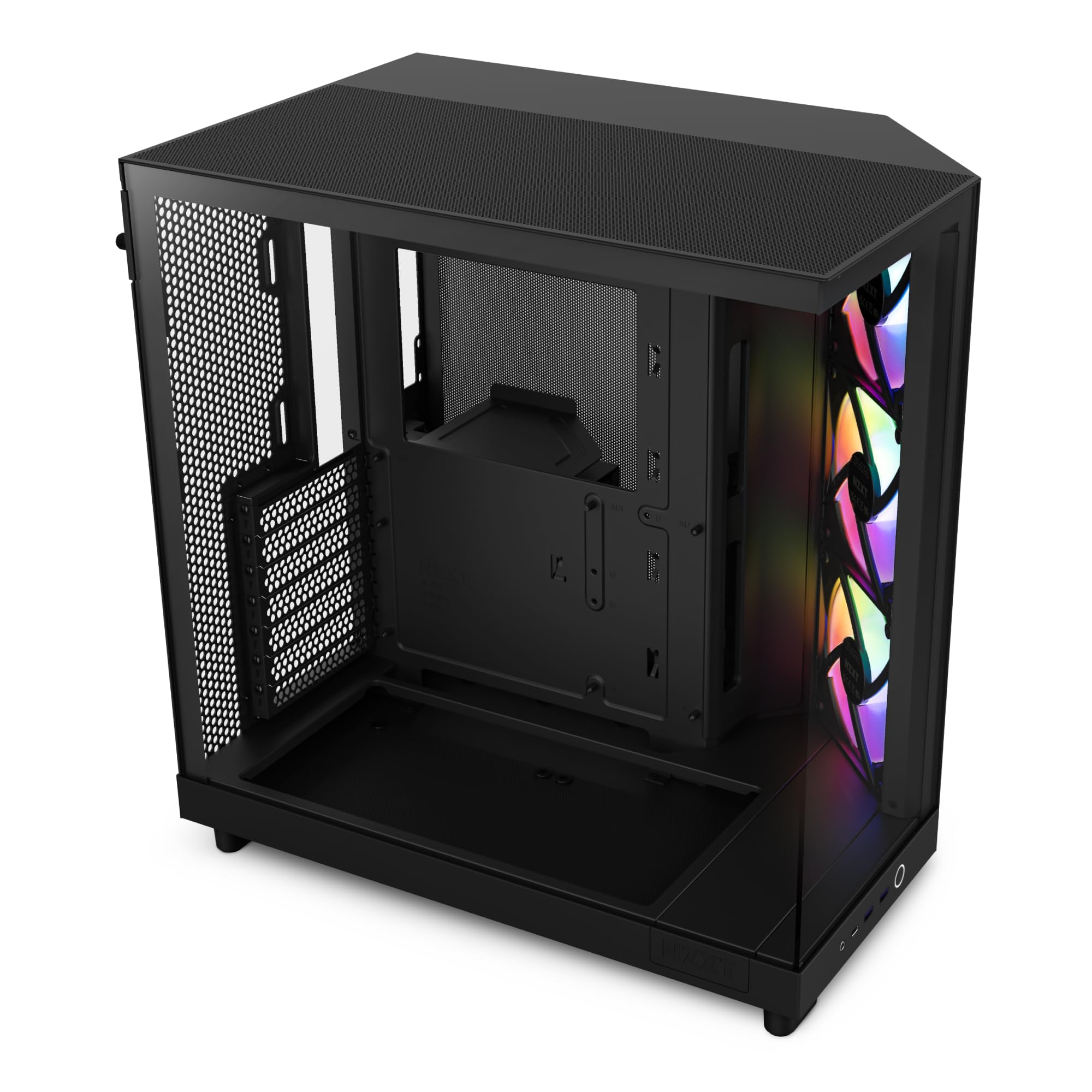 NZXT H6 Flow RGB Mid-Tower Airflow Case with 3 RGB Fans, Panoramic Glass Panels, Cable Management - Black