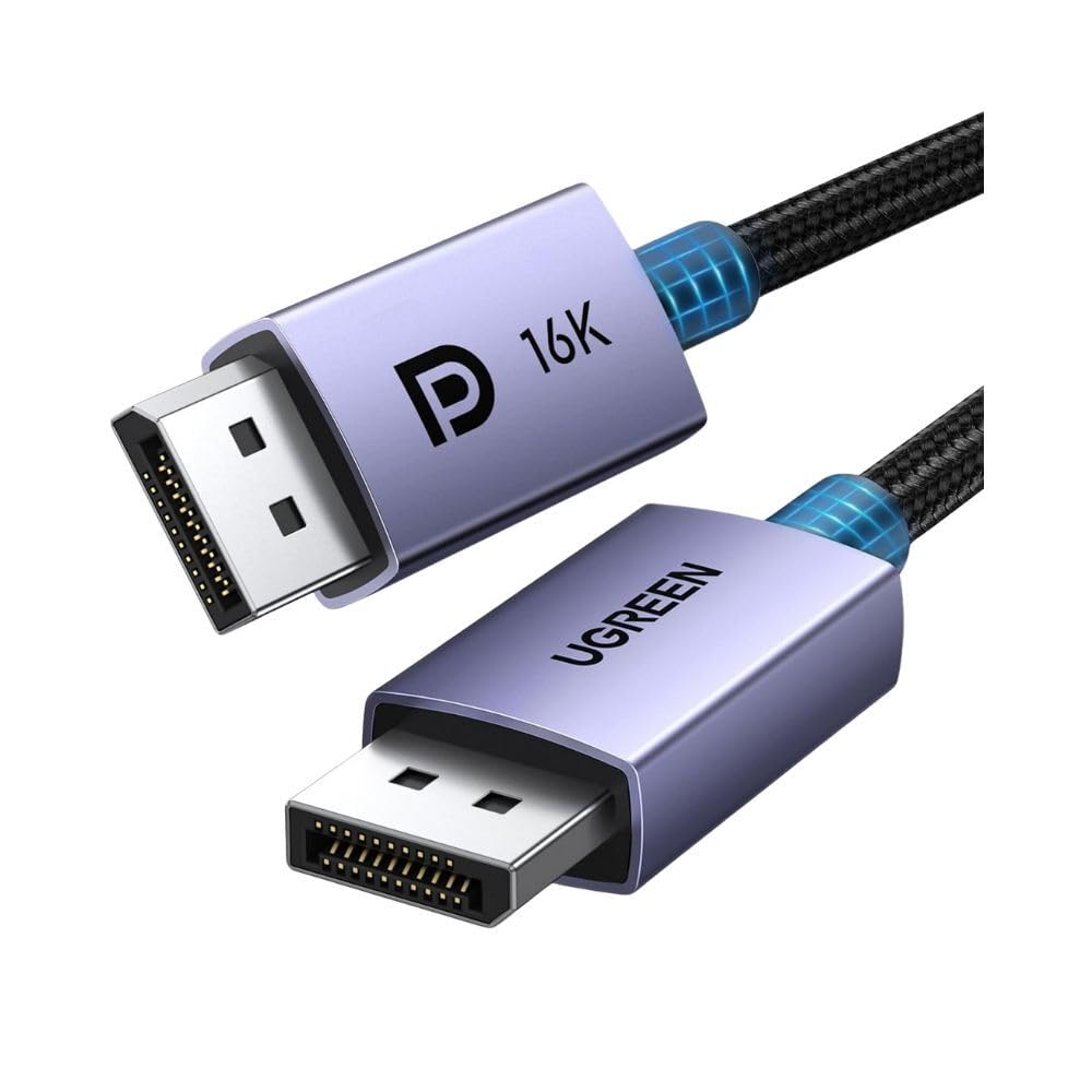 UGREEN 16K DisplayPort Cable 2.1 [VESA Certified] DP2.0 40Gbps Support 8K@240Hz 4K@240Hz HDR, HDCP, DSC 1.2a, Braided Display Port Cable Cord Compatible FreeSync G-Sync Video Card Monitor, 6.6FT