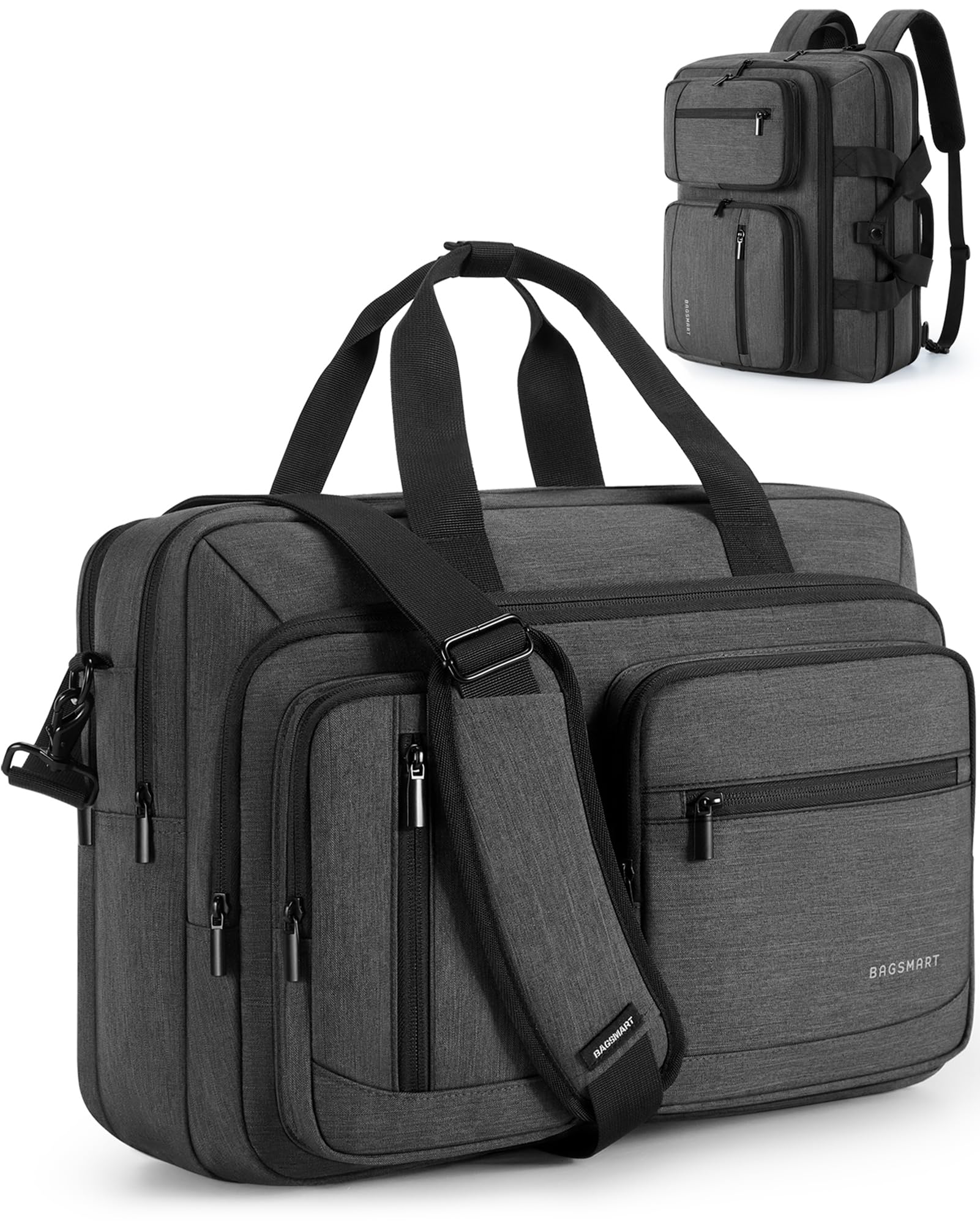 BAGSMART 3 In 1 Laptop Bag for Men, Computer Briefcase 17.3 Inch Laptop Water-Repellent Shoulder Bag, Computer Bag Business Travel Office, Black