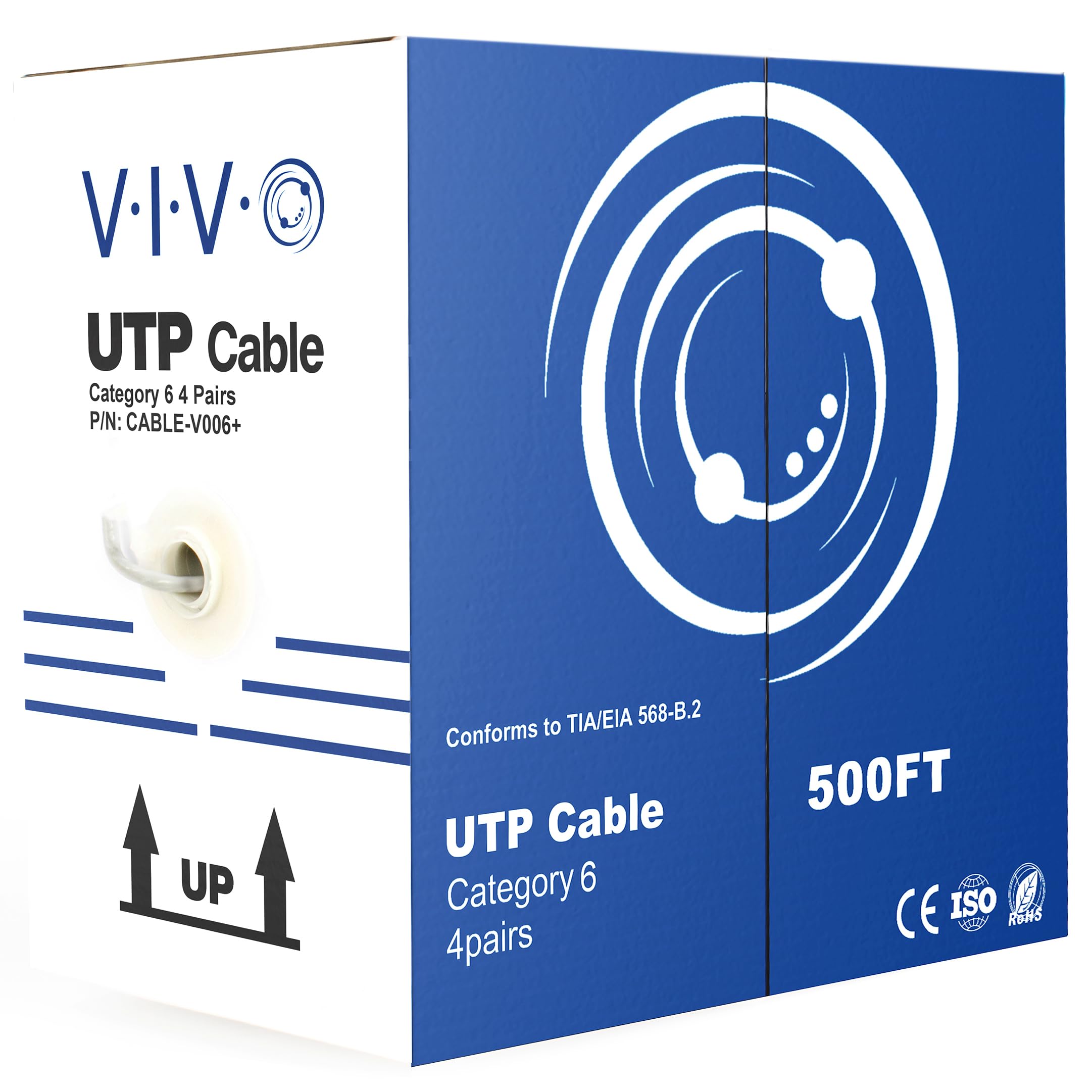 VIVO 500ft Bulk Cat6 Wire, CCA Ethernet Cable, 23 AWG, UTP Pull Box, LAN Network, Gray, CABLE-V006