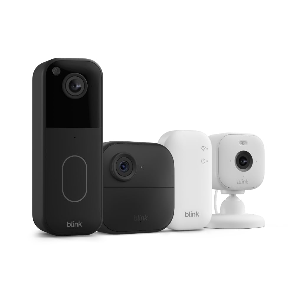 Blink Whole Home Bundle – Outdoor 4 camera, Mini 2 camera, Video Doorbell (2nd Generation), Sync Module Core included – HD video, motion detection, Works with Alexa