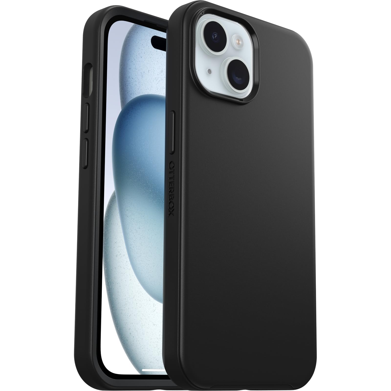 OtterBox iPhone 16e, 15, 14, & 13 Symmetry Series Case - BLACK, snaps to MagSafe, ultra-sleek, raised edges protect camera & screen (ships in polybag)