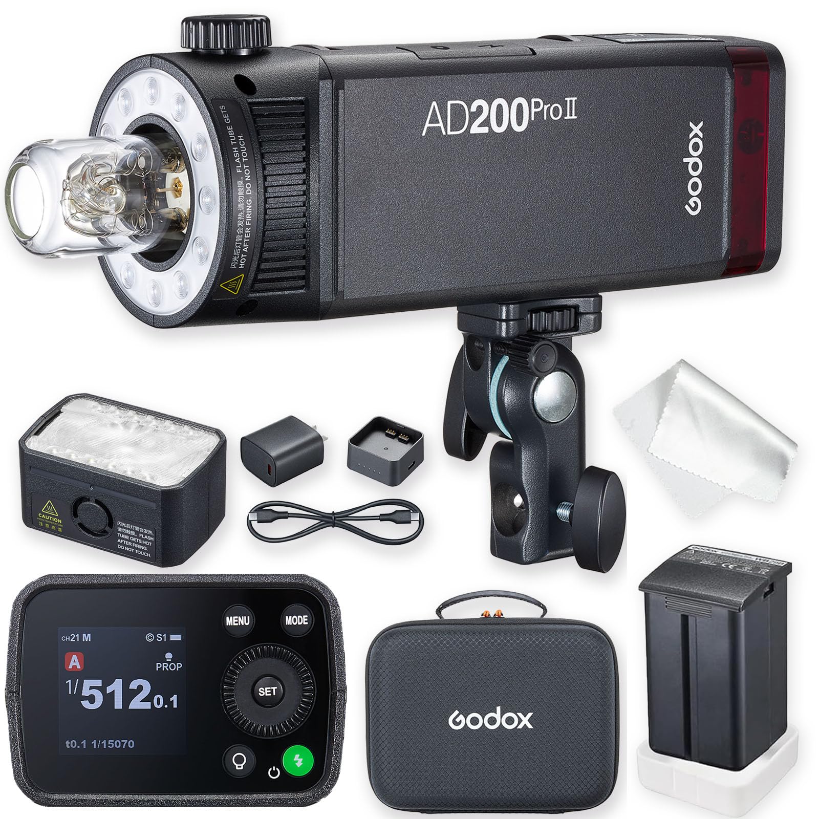 Godox AD200 Pro II Godox AD200Pro II Godox AD200ProII, One-Tap Sync with X3, Optimized Flash Heads, BiColor LED Modelling Led, Color Group Indicator, Adjustable from 1/512 to Full Power (1/1) with 0.1