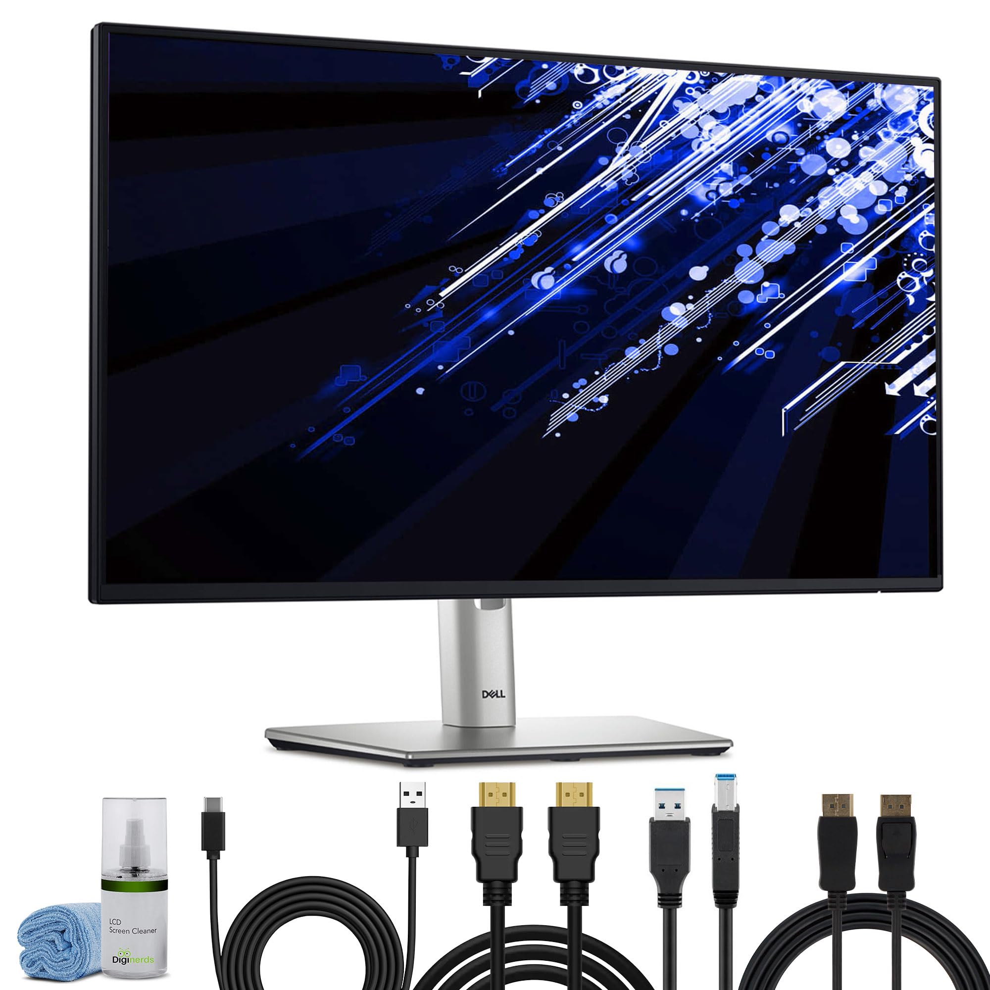 Dell P2425H 24" 1920x1080 100Hz FHD Monitor | 16:9 LED Comfortview Plus | Height Adjustable IPS Display with HDMI, DisplayPort + USB-C Cable + Cleaning Kit