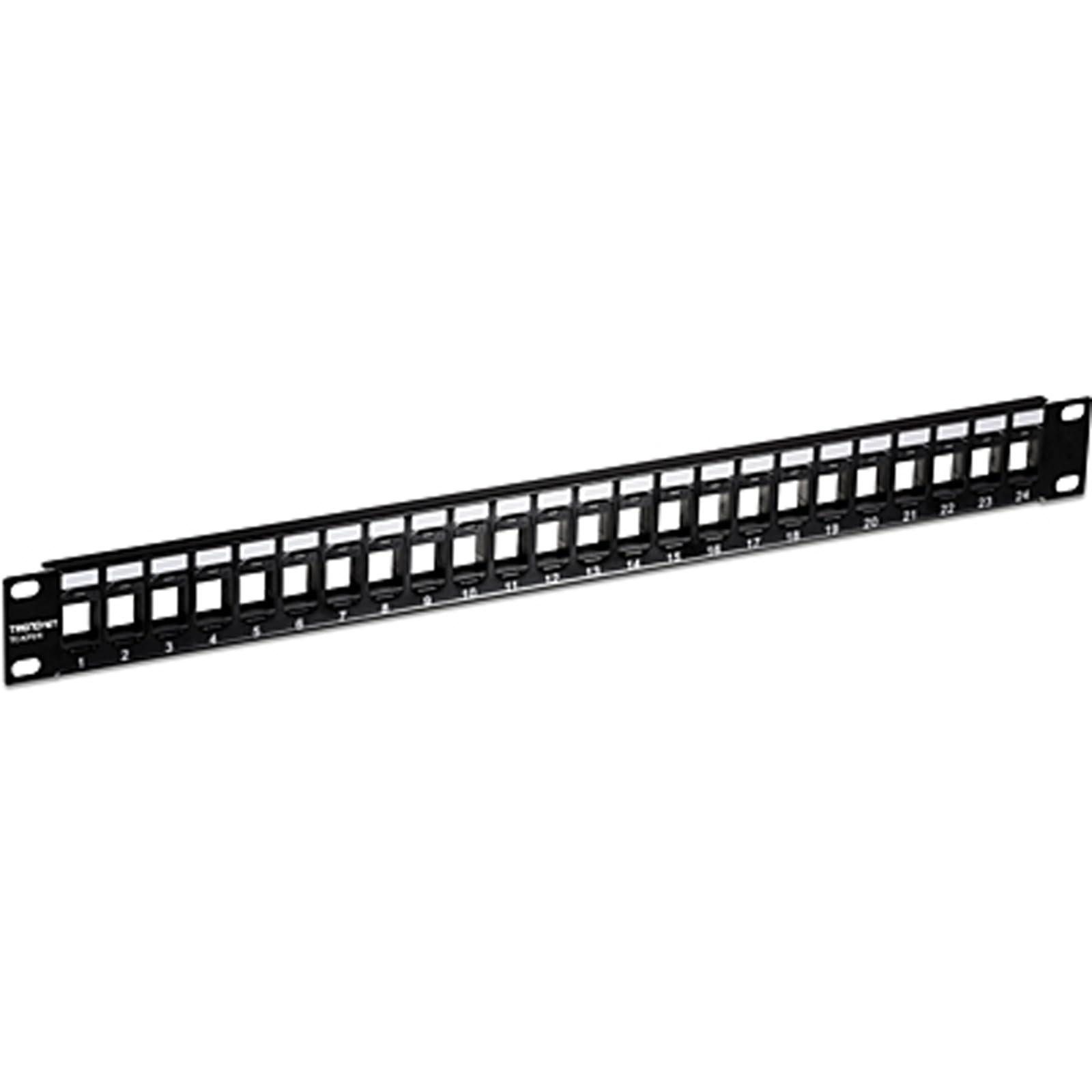 TRENDnet 24-Port Blank Keystone 1U Patch Panel, 1U 19" Metal Rackmount Housing, Recommended with TC-K25C6 & TC-K50C6 Cat6 Keystone Jacks (Sold Separately), Black, TC-KP24