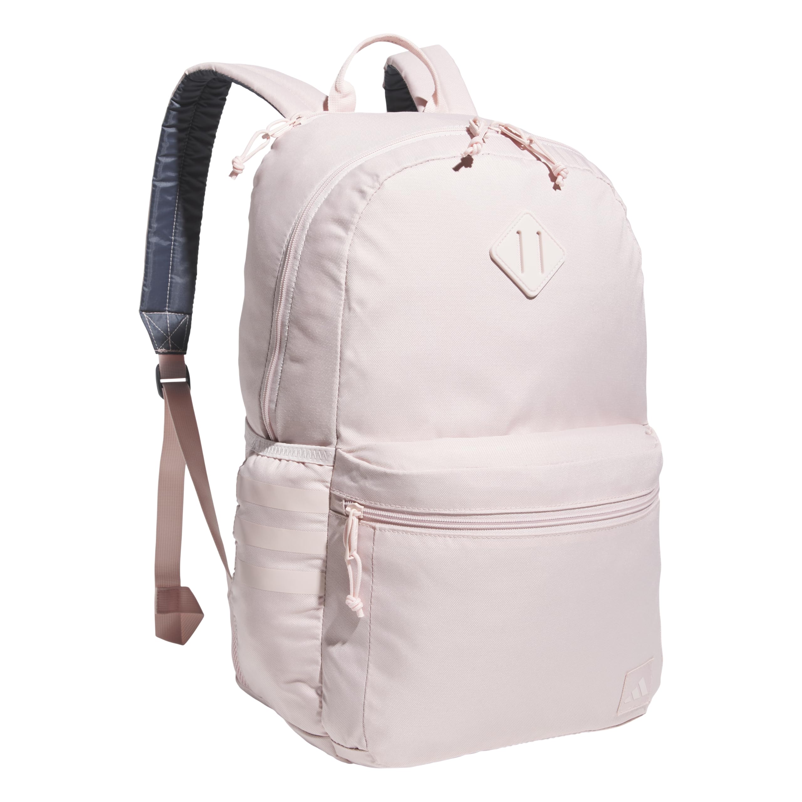 adidas 3-Stripe Classic Backpack for Men and Women, Bag with Laptop Sleeve, Sandy Pink/Onix Grey, One Size