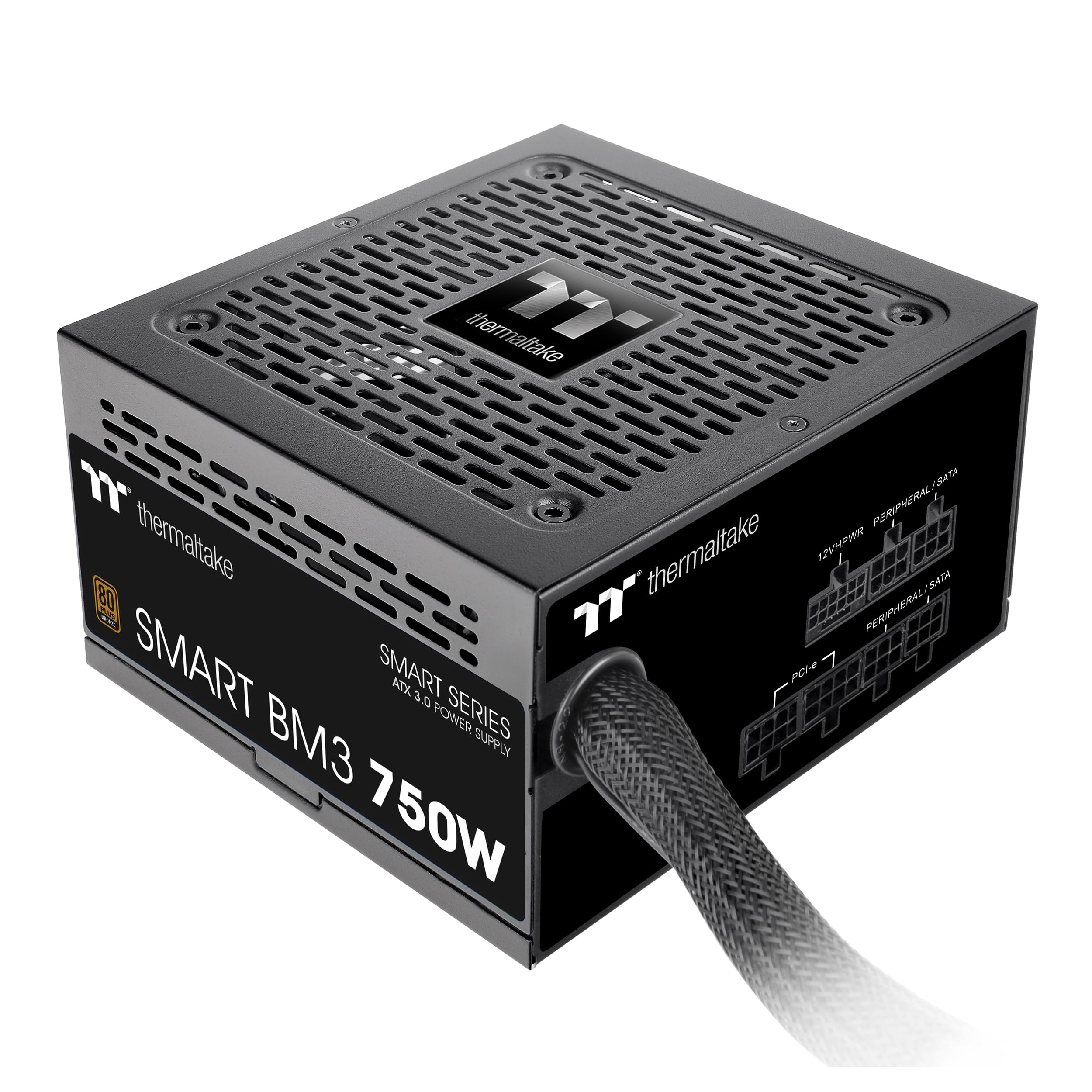 Thermaltake Smart BM3 750W 80Plus Bronze ATX 3.0 & PCIE 5.0 Ready Semi-Modular Power Supply; 105°C/221°F Japanese Capacitor; 5 Year Warranty; PS-SPD-0750MNFABU-3