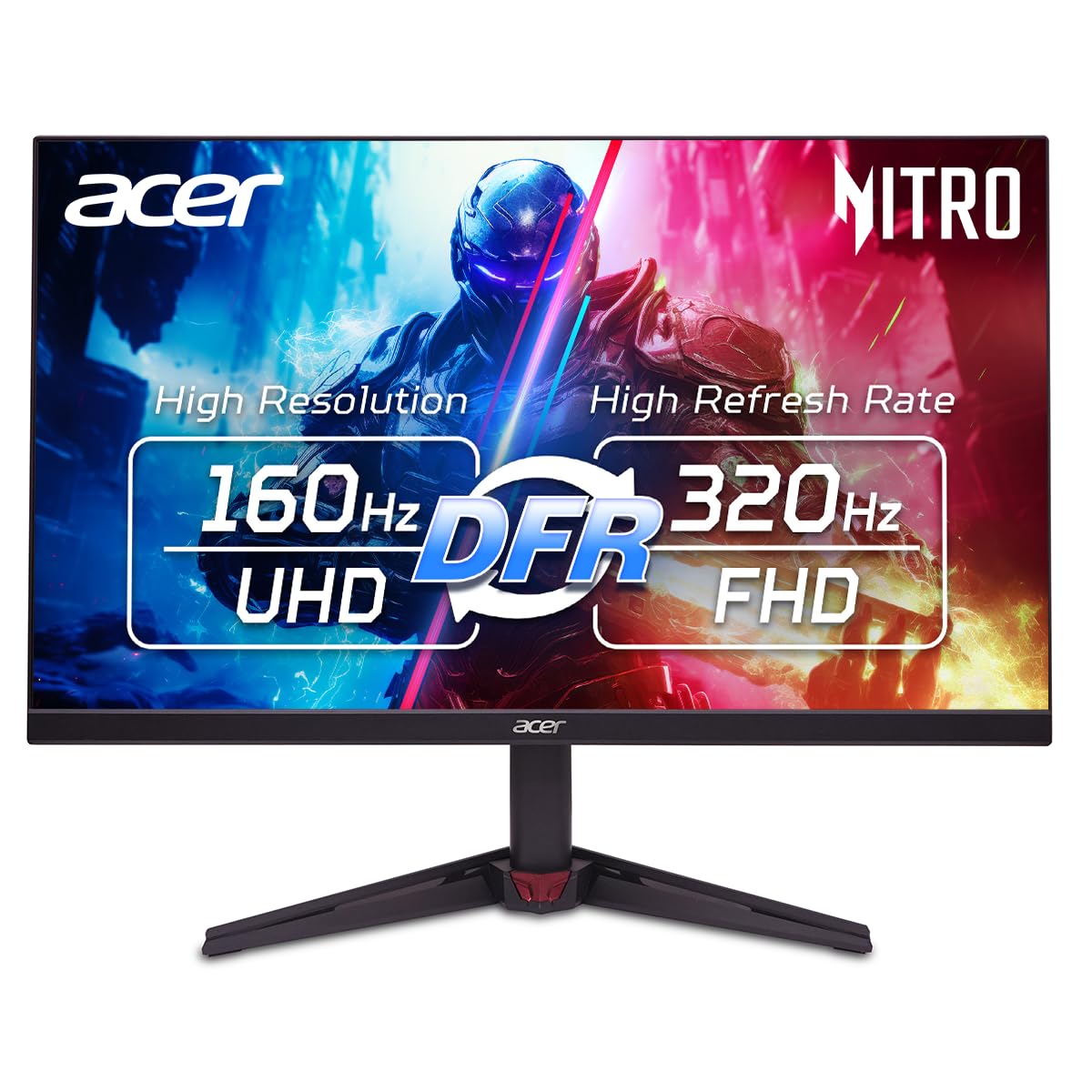 Acer Nitro 27” 4K UHD 3840 x 2160 Gaming IPS Monitor | AMD FreeSync Premium | Up to 160Hz Refresh Rate with DFR to FHD 320Hz| Up to 0.5ms | 1 x Display Port 1.4 & 2 x HDMI 2.1 Ports | VG270K V4bmiipx