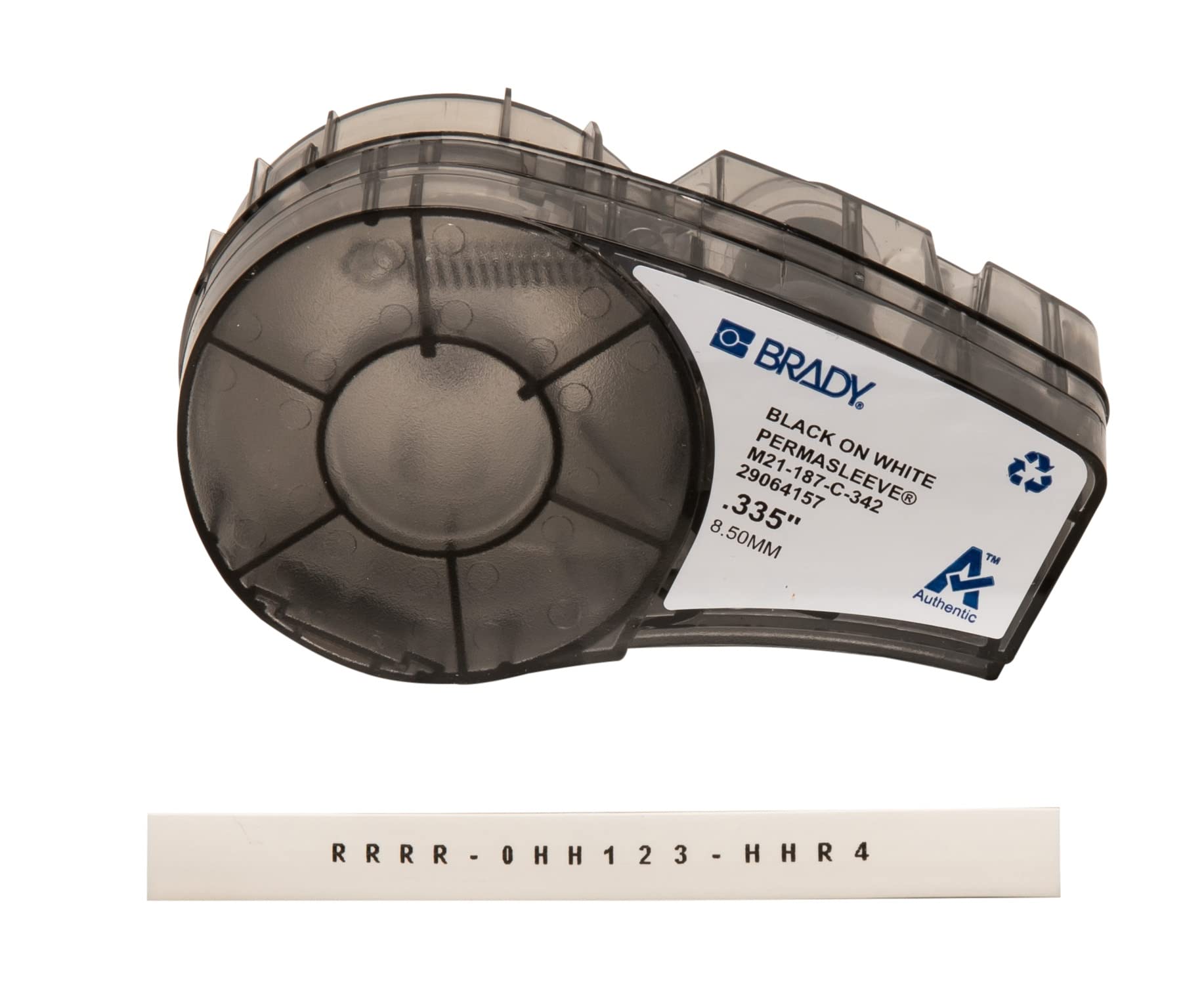 Brady Authentic (M21-187-C-342) PermaSleeve Heat Shrink Tubing for Control and Electrical Panels, Wire Harness, Black on White-For M210, M210-LAB, M211, BMP21-PLUS and BMP21-LAB Printers, .335" W 7' L