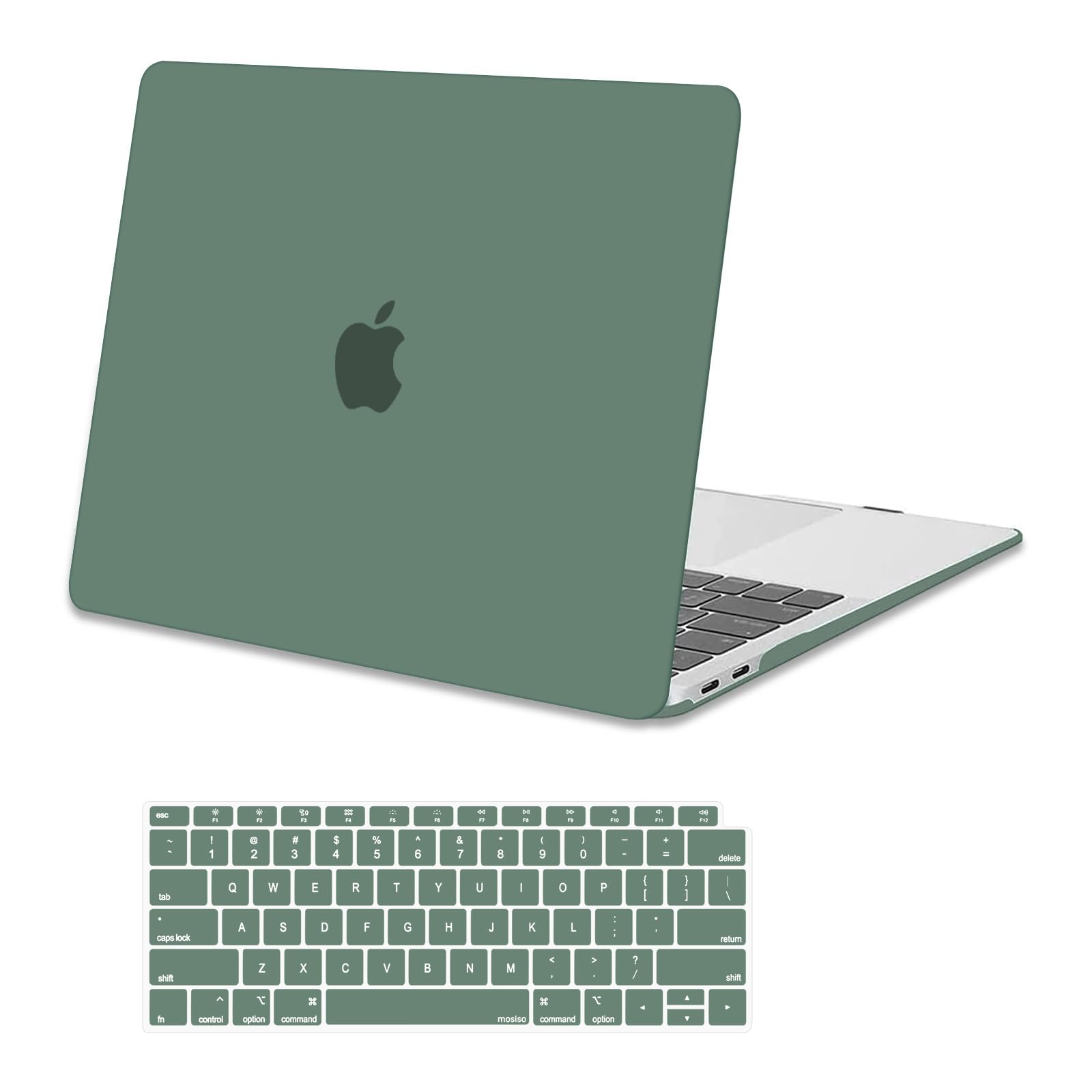 MOSISO Compatible with MacBook Air 13 inch Case 2022 2021 2020 2019 2018 Release A2337 M1 A2179 A1932 Touch ID, Plastic Hard Shell Cover&Keyboard Cover for MacBook Air 13.3 inch Case, Midnight Green