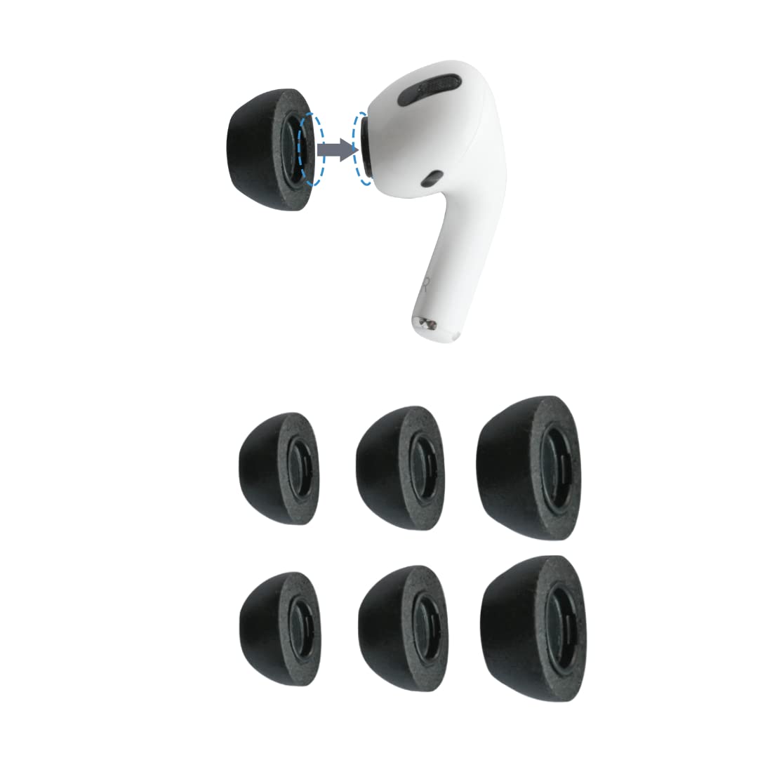 Comply Memory Foam Replacement Earbud Tips for Apple AirPods Pro 1 & 2 | Ultimate Comfort, Secure Fit, Superior Noise Isolation | Anti Slip, Prevent From Falling Out | Black (S/M/L) (3 Pairs)
