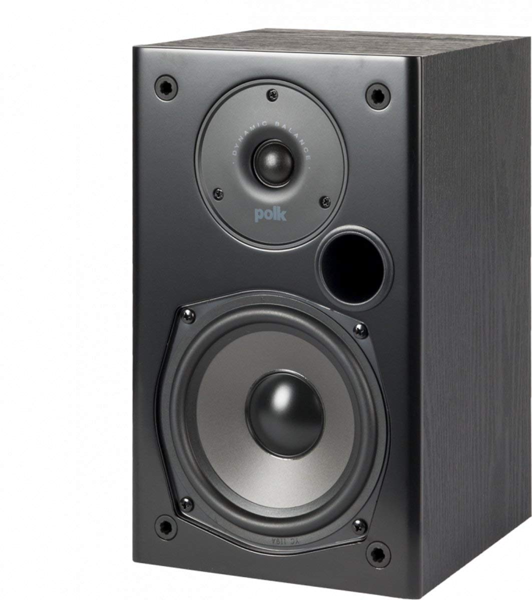 Polk Audio T15 Home Theater and Stereo Bookshelf Speakers – Deep Bass Response, Dolby and DTS Surround, Wall-Mountable, Pair, Black