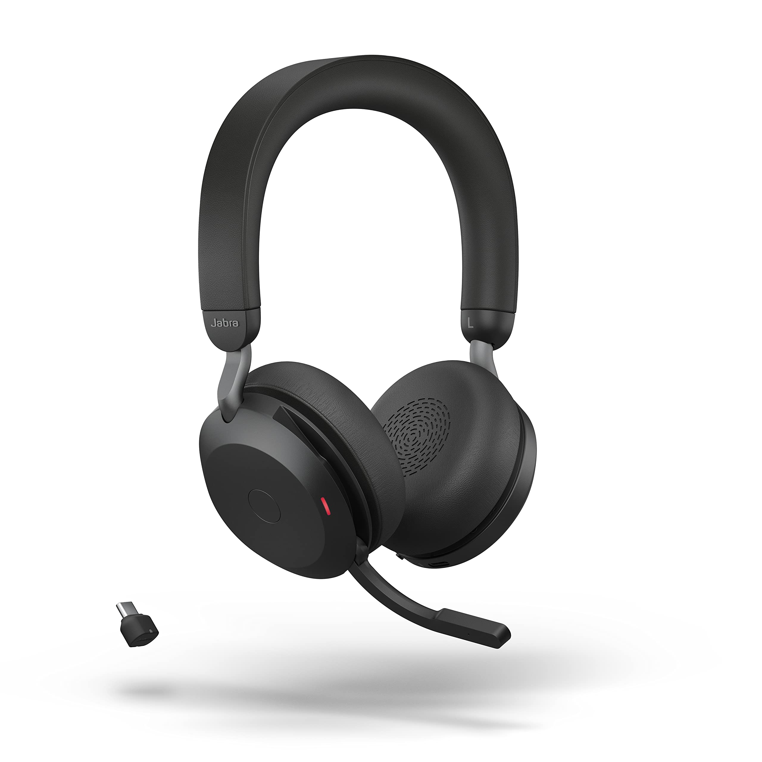 Jabra Evolve2 75 PC Wireless Headset with 8-Microphone Technology - Dual Foam Stereo Headphones with Adjustable Advanced Active Noise Cancelling, USB-C Bluetooth Adapter and UC Compatibility - Black