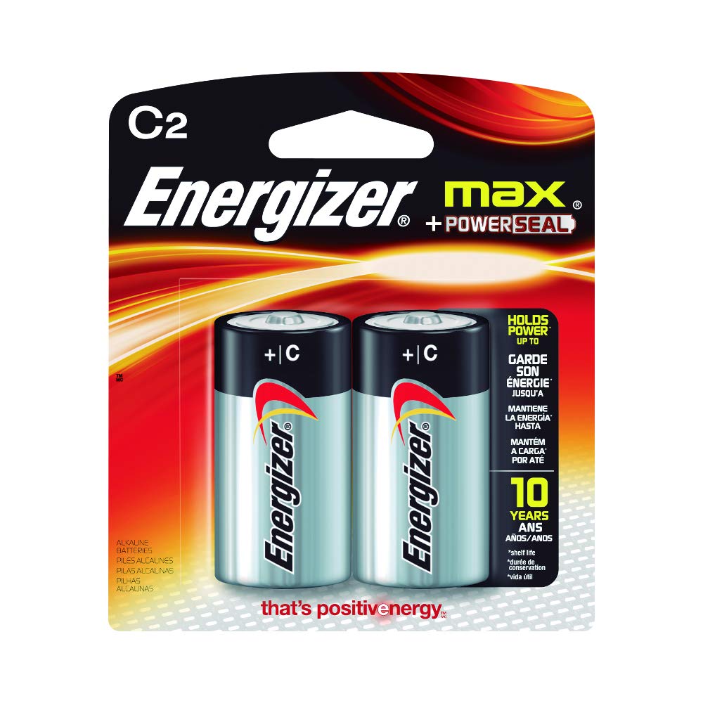 Energizer MAX C Batteries (2 Pack), C Cell Alkaline Batteries