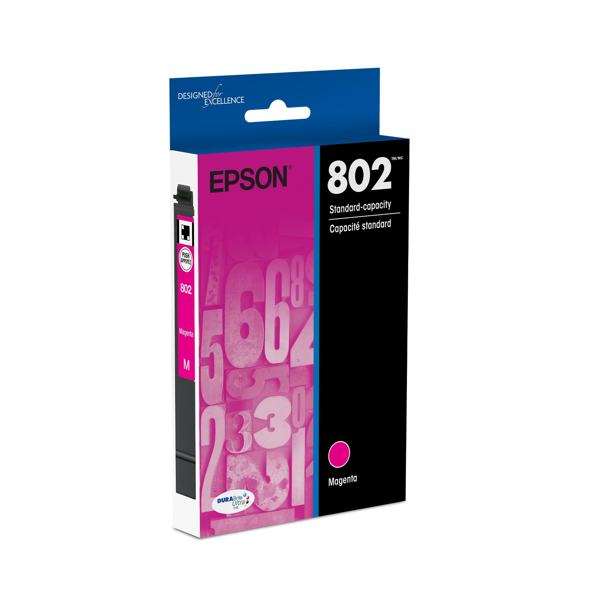 EPSON 802 DURABrite Ultra Ink Standard Capacity Magenta Cartridge (T802320-S) Works with WorkForce Pro WF-4720, WF-4730, WF-4734, WF-4740