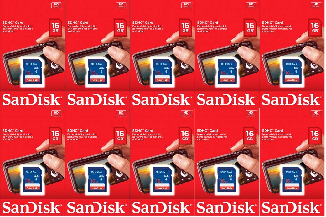 Sandisk 16GB (10 Pack) SD Card Bundle SDHC Class 4 Flash Memory | Model SDSDB-016G-B35 |