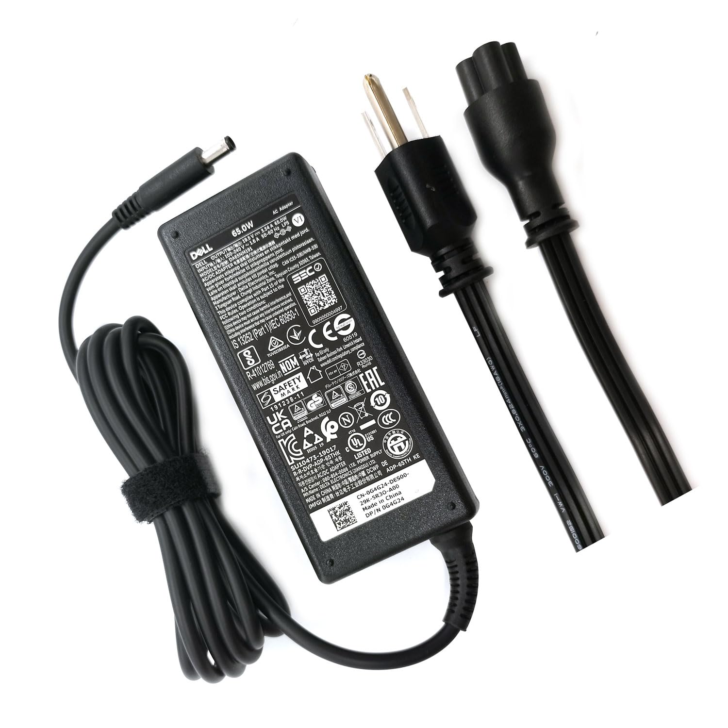 Dell 65W 4.5mm tip Laptop Charger,Latitude 3320 3330 3340 3420 3430 3435 3440 3450 3520 3530 3535 3540 AC Adapter, Black, DA65NM191