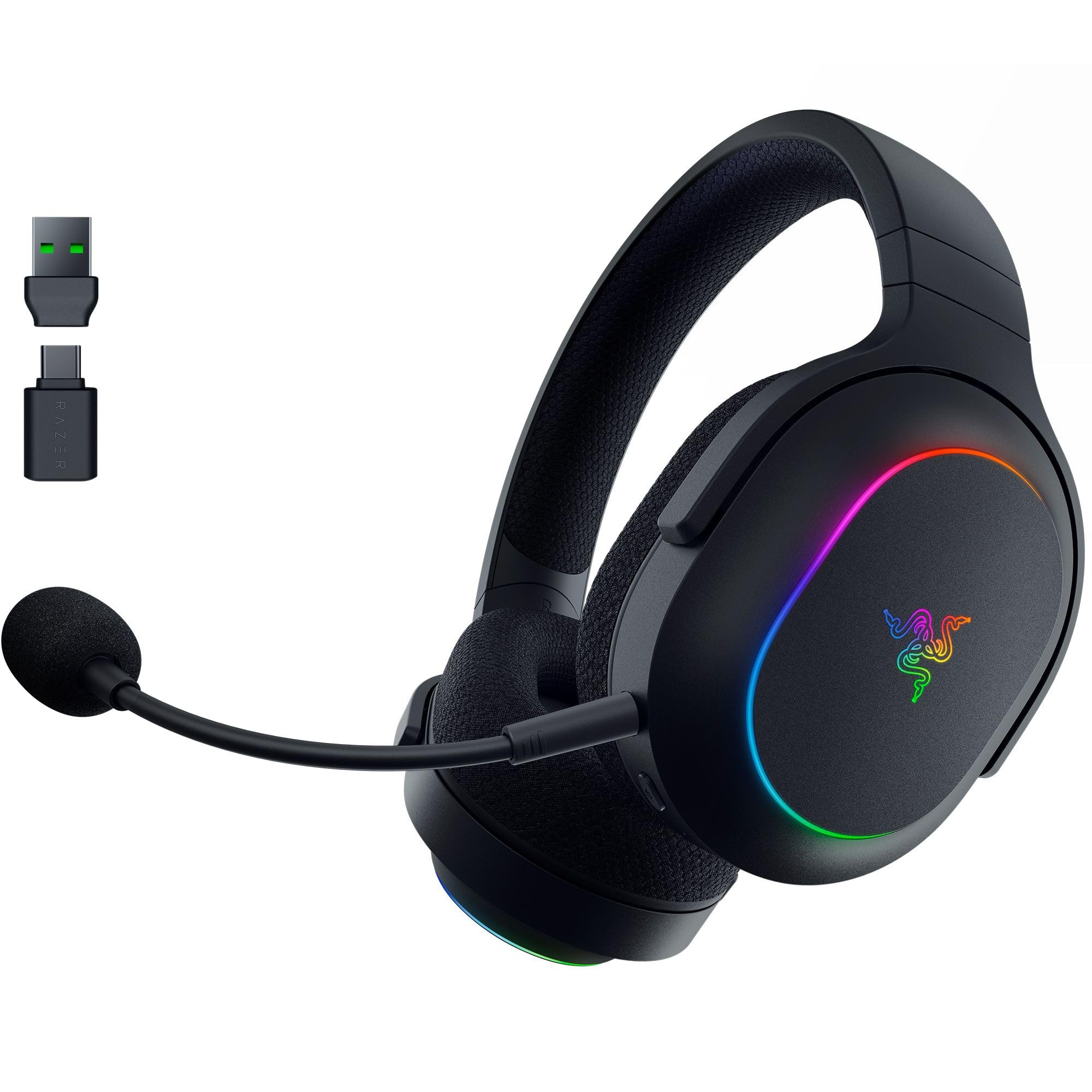 Razer Barracuda X Chroma Wireless Gaming Headset: 2.4GHz Wireless & Bluetooth - Lightweight - Chroma RGB - 40mm Drivers - Cardioid Mic - 70 Hr Battery - for PC, Mac, PS5, Switch, Smartphone - Black
