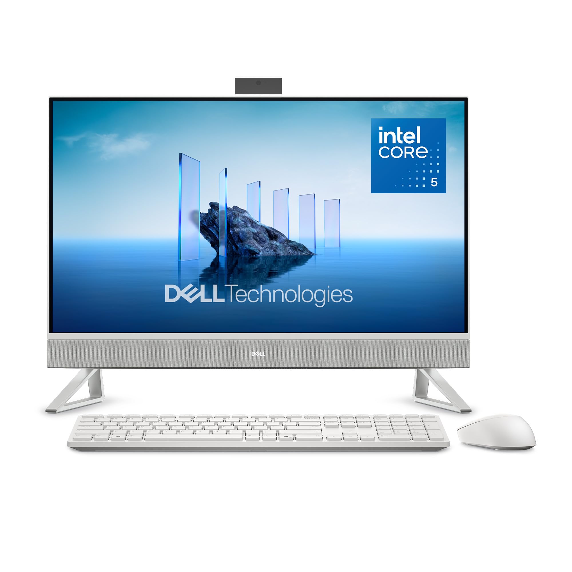 Dell 27 All-in-One Desktop ec27250-27-inch FHD (1920 x 1080) Display, Intel Core 5 Processor 120U, Intel Graphics, 16GB DDR5 RAM, 512GB SSD, Windows 11 Home, Onsite Service - White