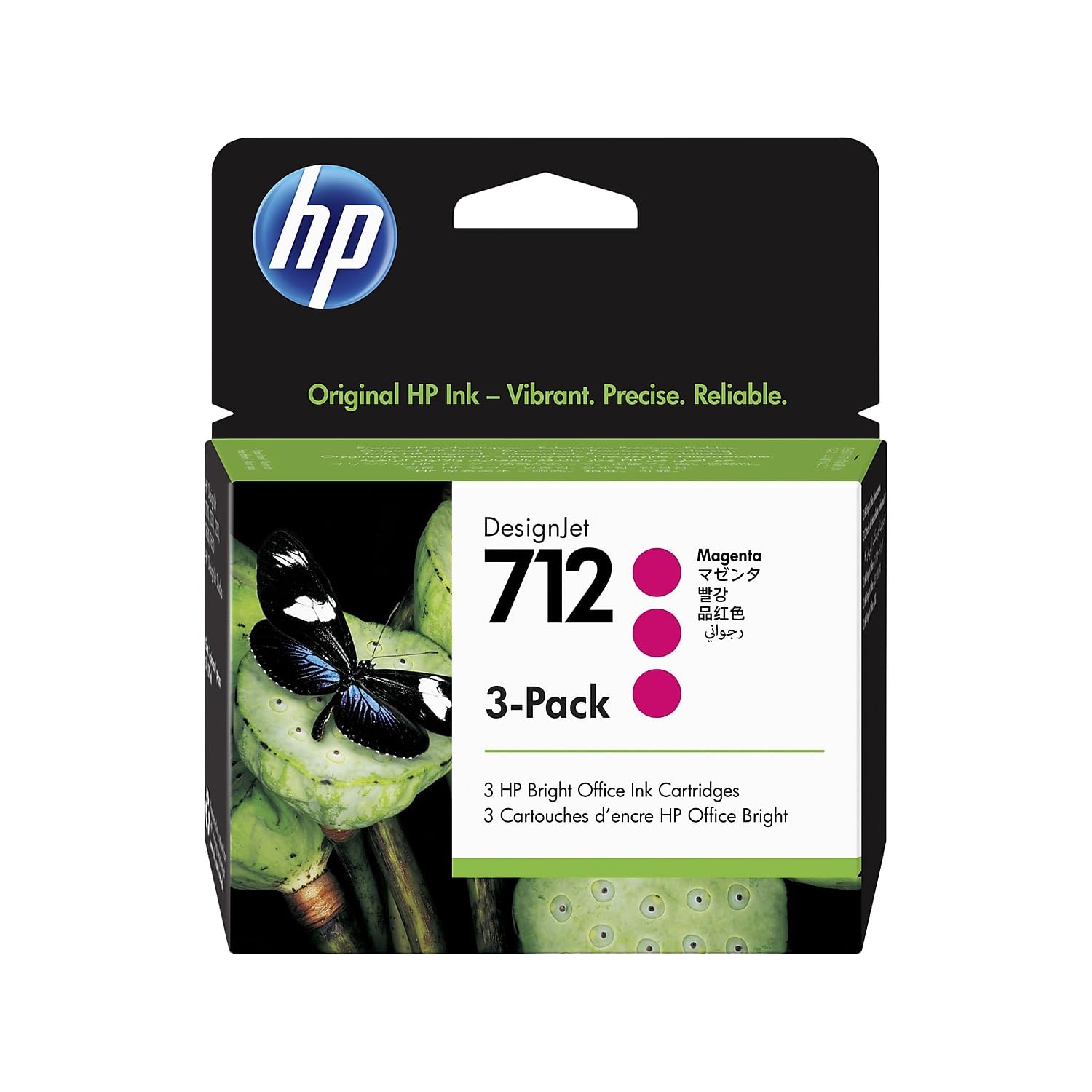 HP 712 Magenta 29-ml 3-Pack Genuine Ink Cartridges (3ED78A) for DesignJet T650, T630, T230, T210 & Studio Plotter Printers