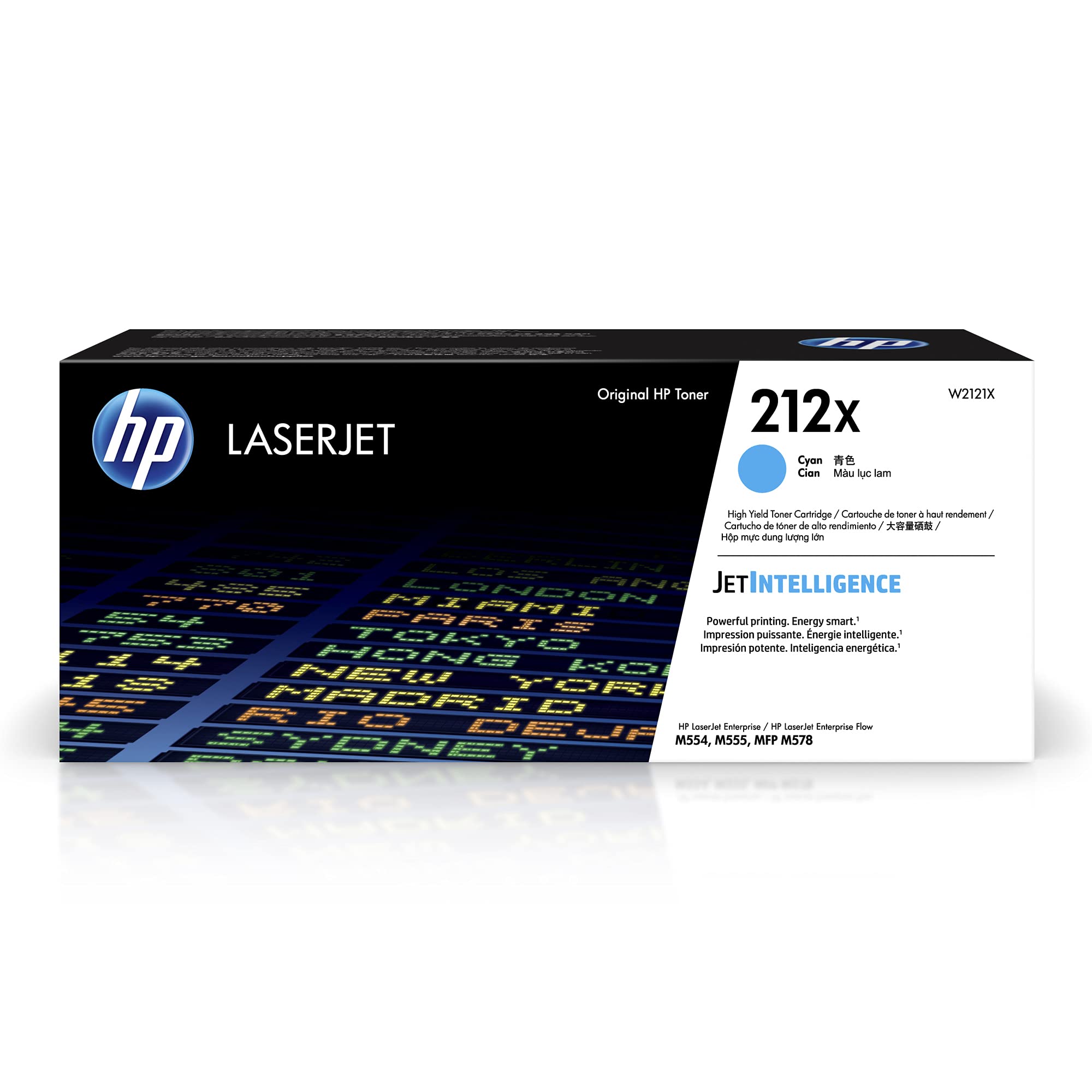 HP 212X Cyan High-yield Toner Cartridge | Works with HP Color LaserJet Enterprise M554, M555 Series, HP Color LaserJet Enterprise MFP M578 Series | W2121X