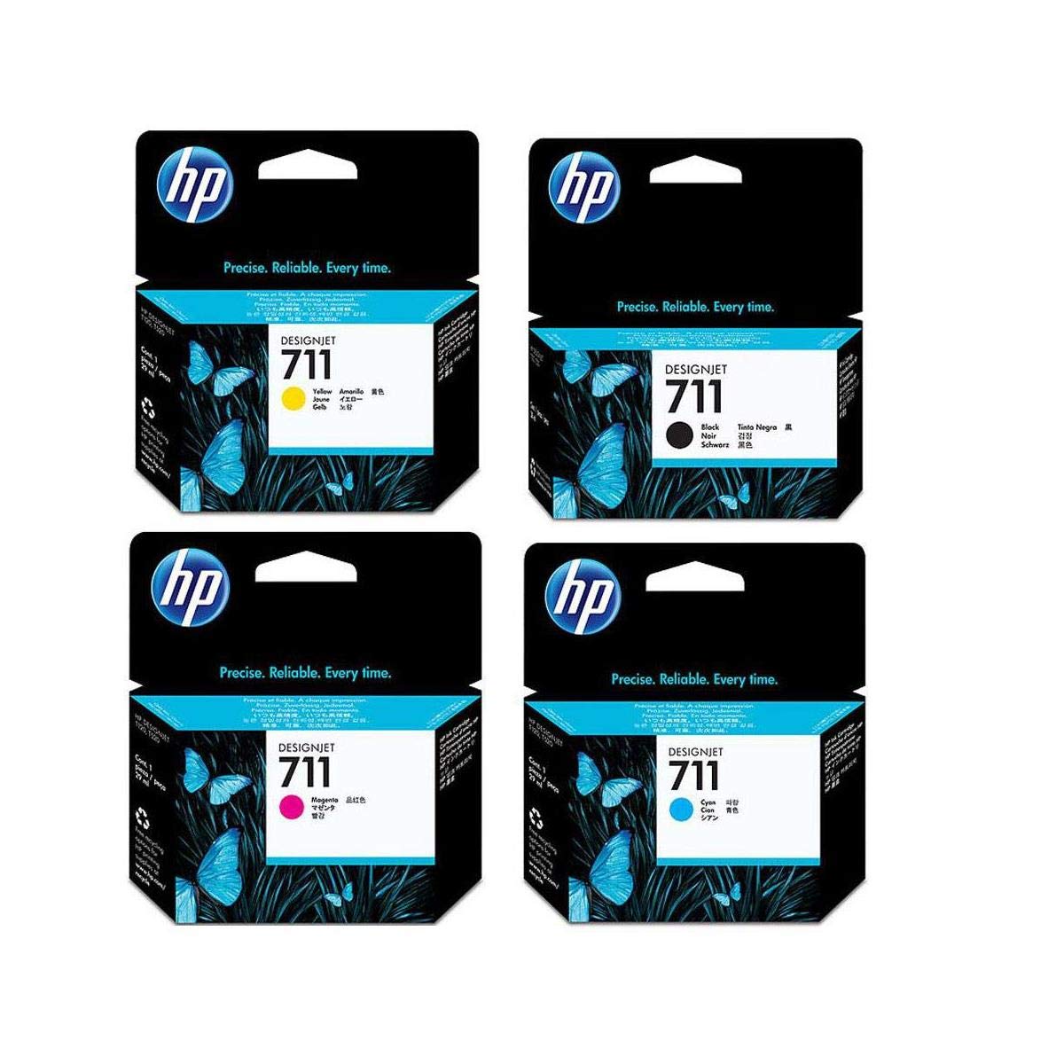 HP 711 Ink Bundle - Black, Cyan, Magenta & Yellow 38ml/29ml Cartridges